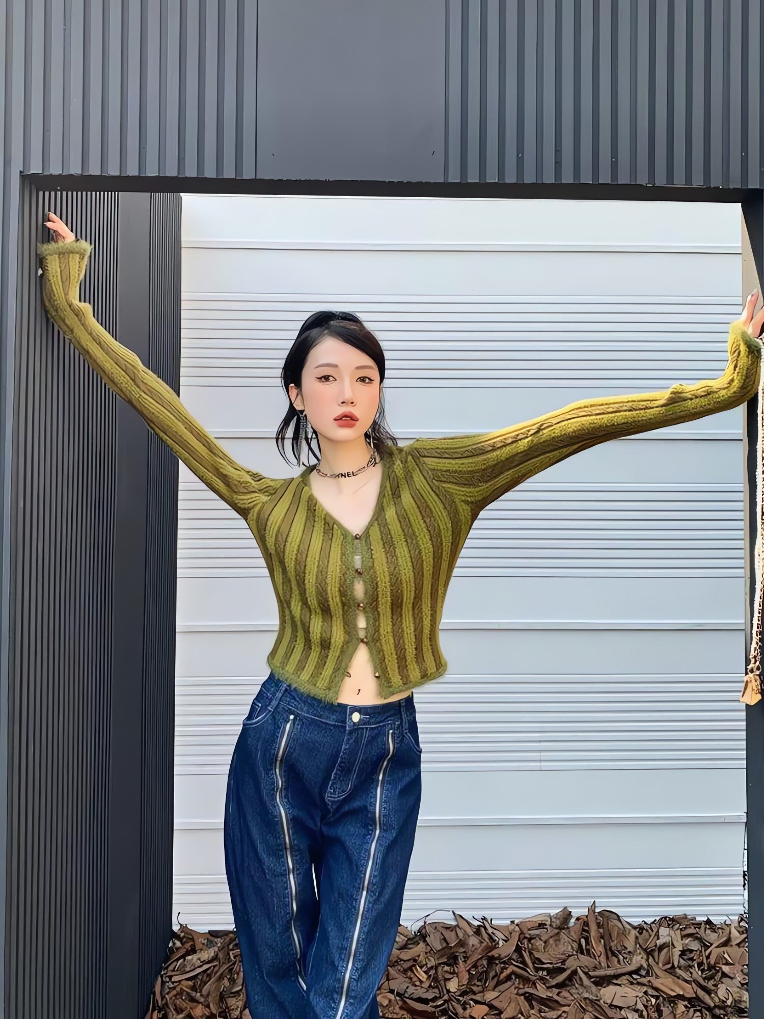 Striped Fluffy Cardigan - KAYSMAR