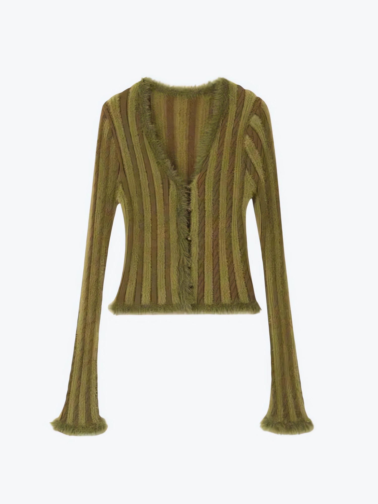 Striped Fluffy Cardigan - KAYSMAR