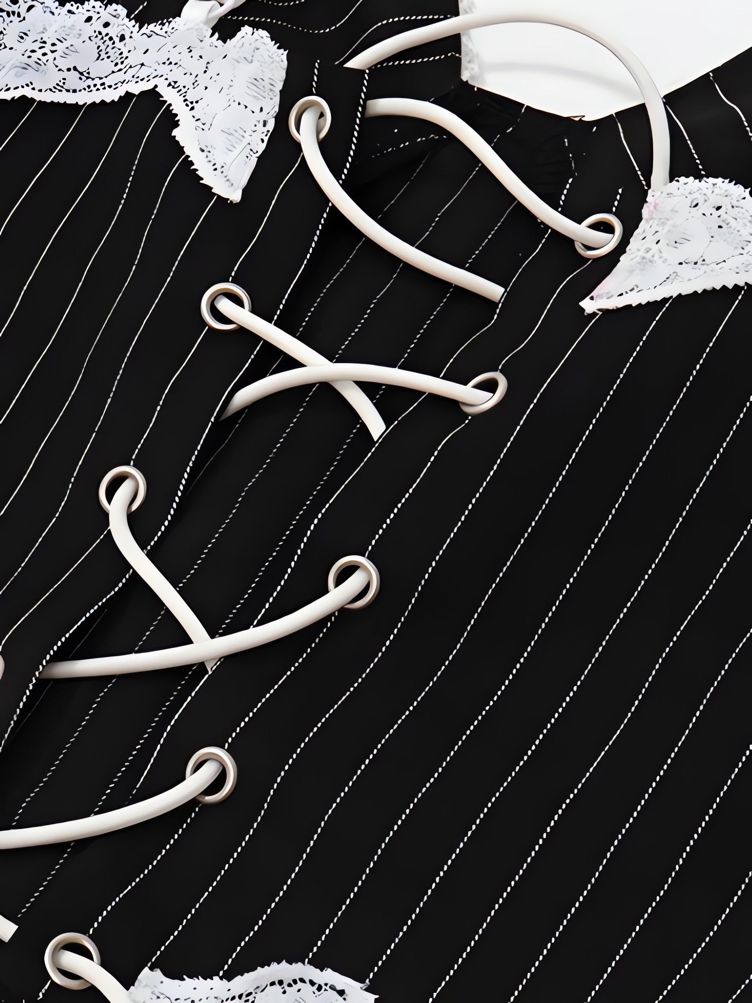 Striped Lace Trim Corset Top