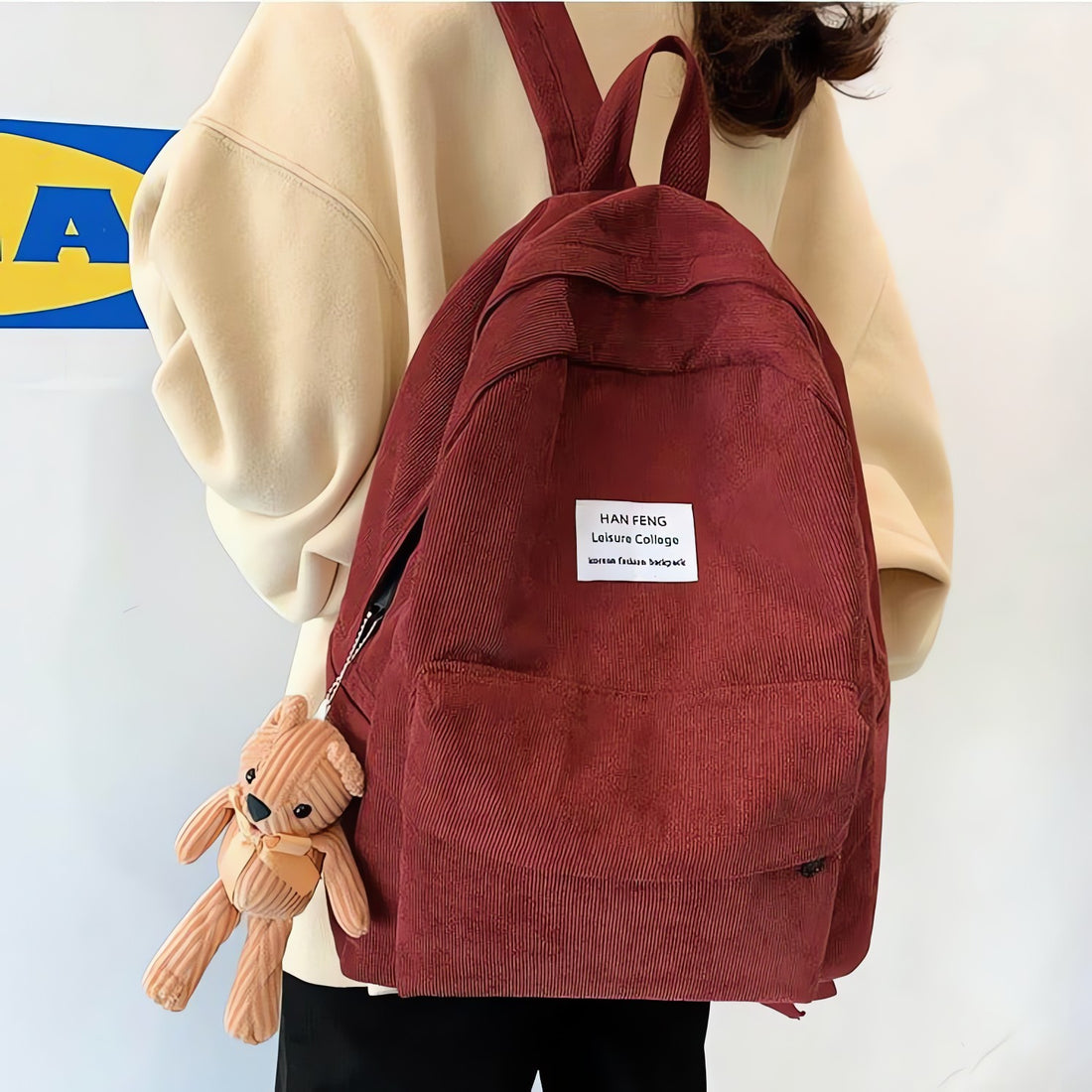 Teddy Bear Corduroy School Backpack - KAYSMAR