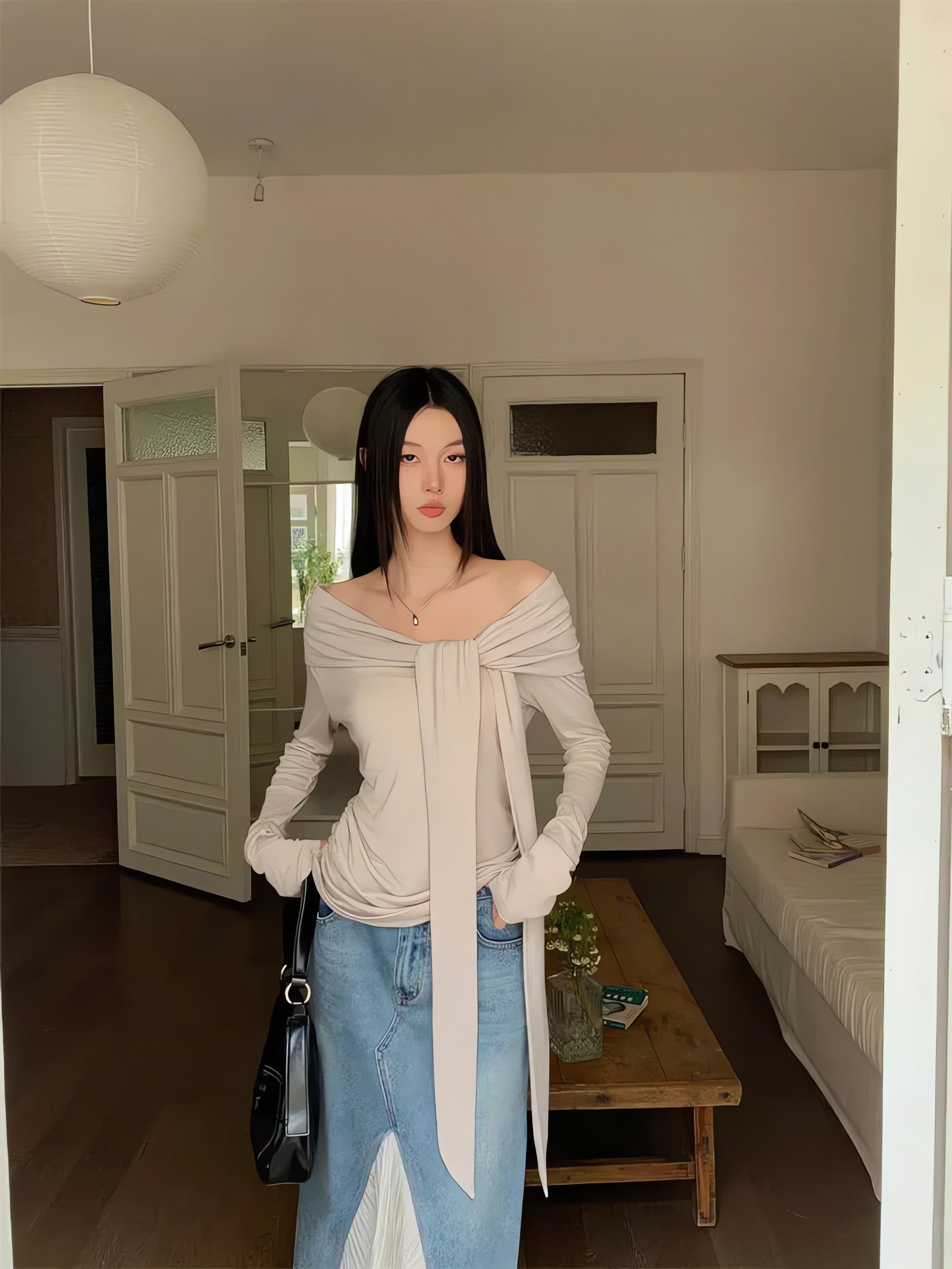 Tie Front One Shoulder Top - KAYSMAR