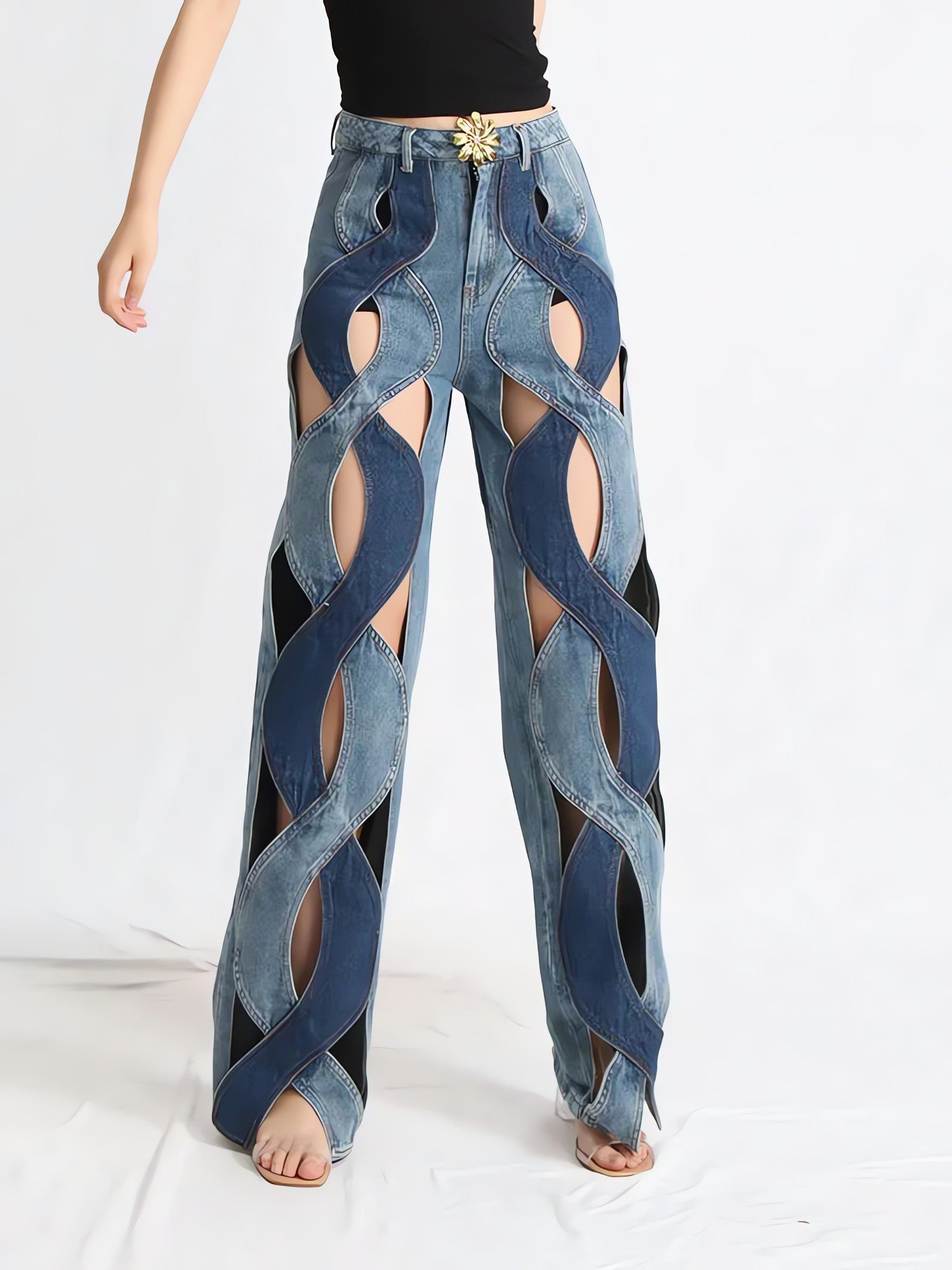 Two Different Denim Cut Out Jeans - KAYSMAR