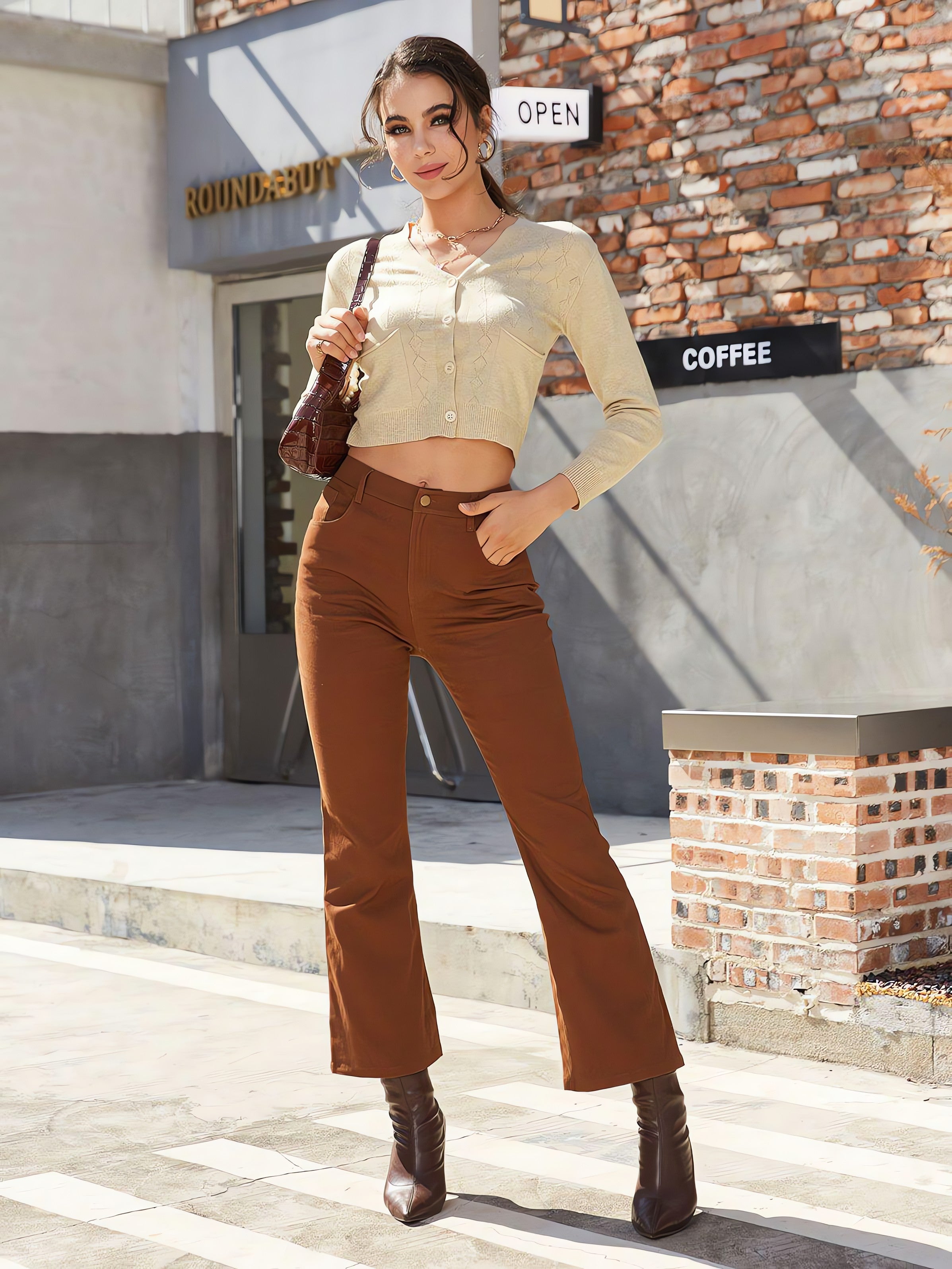 V Neck Crop Cardigan - KAYSMAR