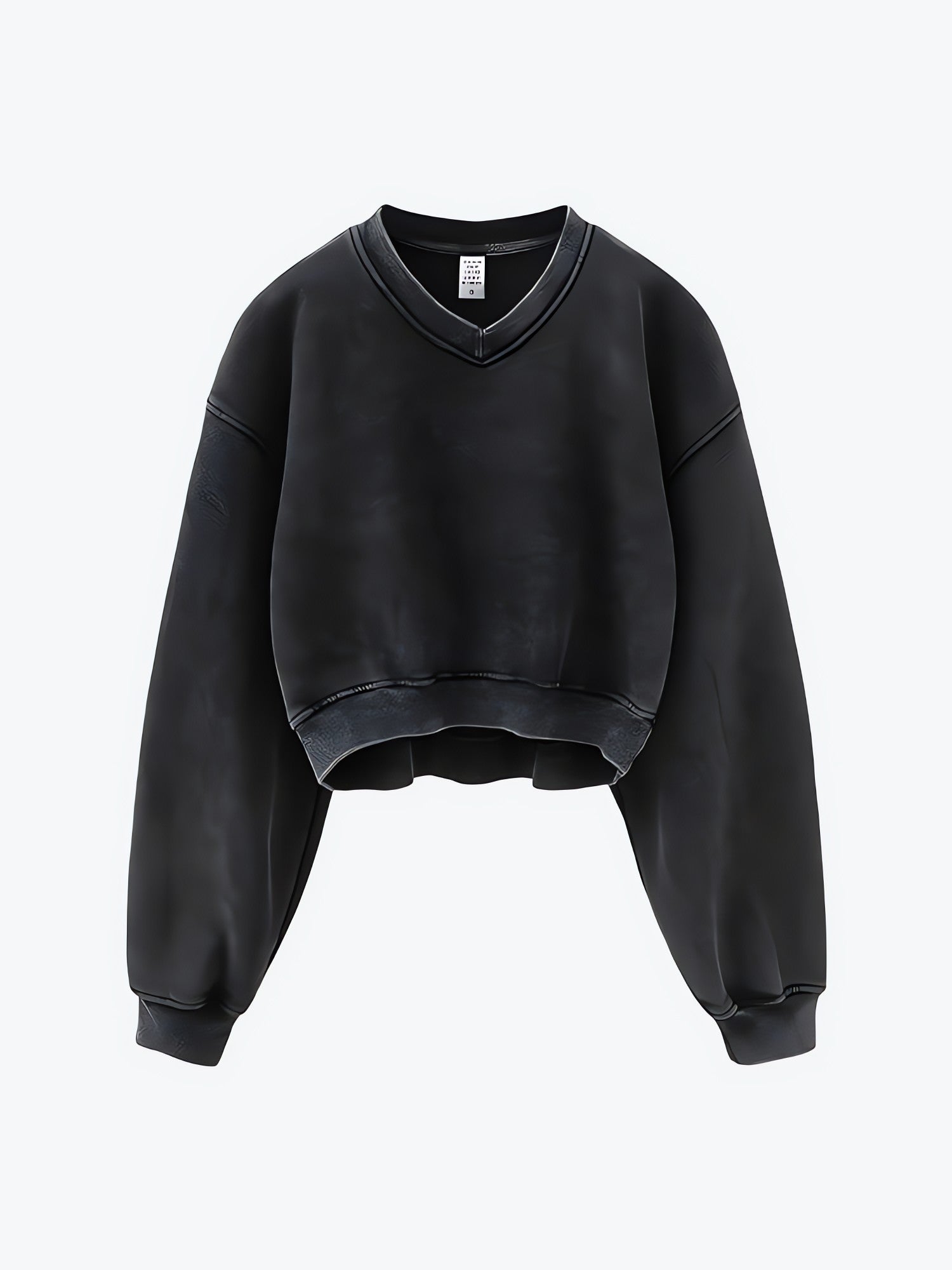 V-Neck Drop Shoulder Cropped Sweatshirt - KAYSMAR