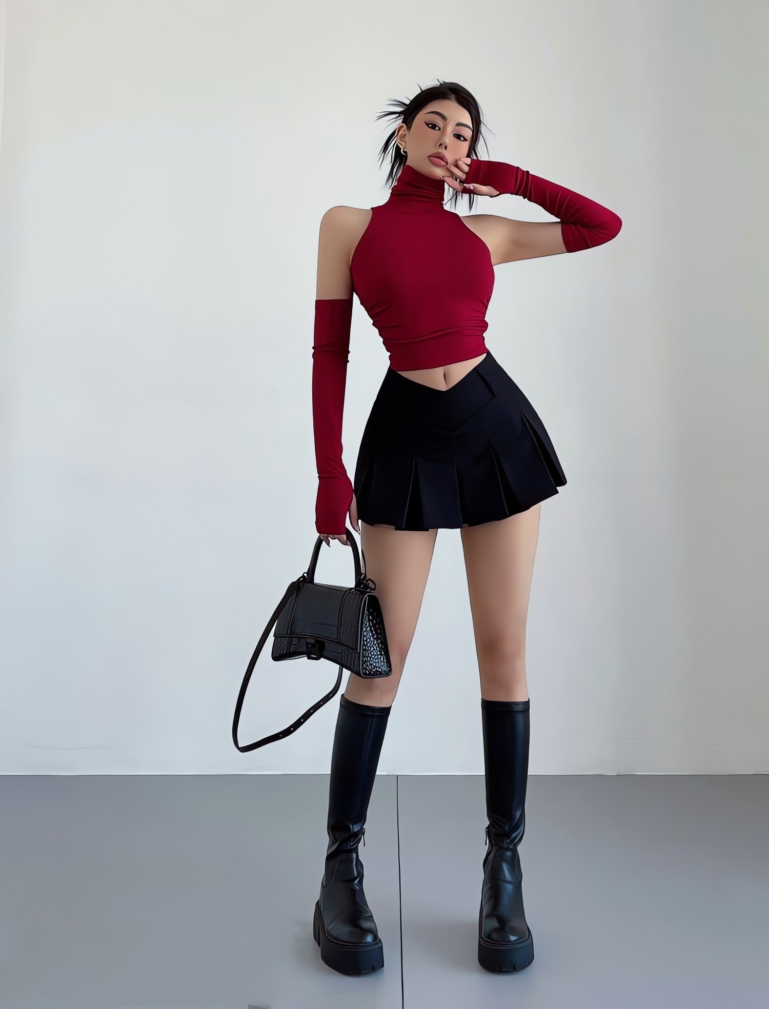 V-Shaped College Mini Skirt - KAYSMAR