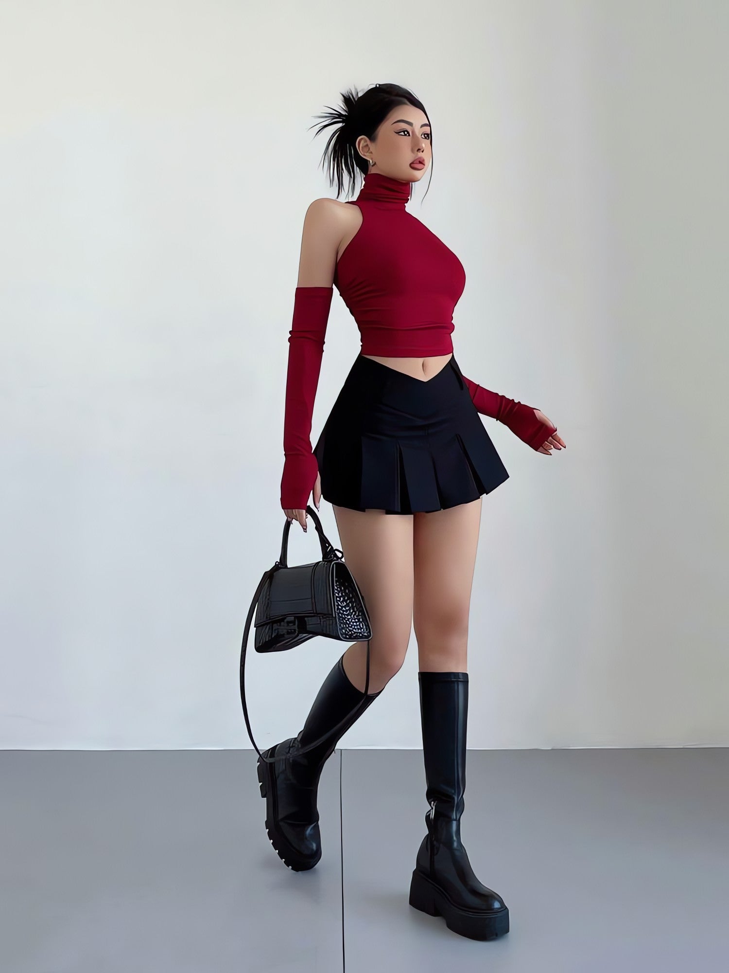 V-Shaped College Mini Skirt - KAYSMAR