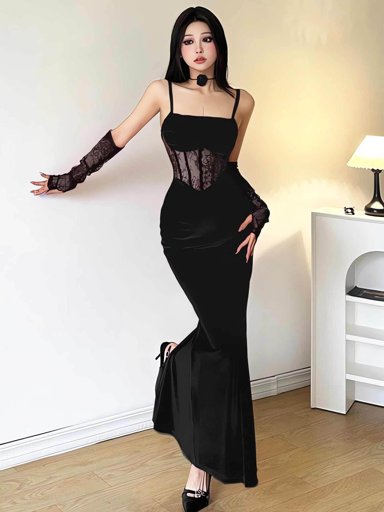 Velvet Lace Maxi Dress