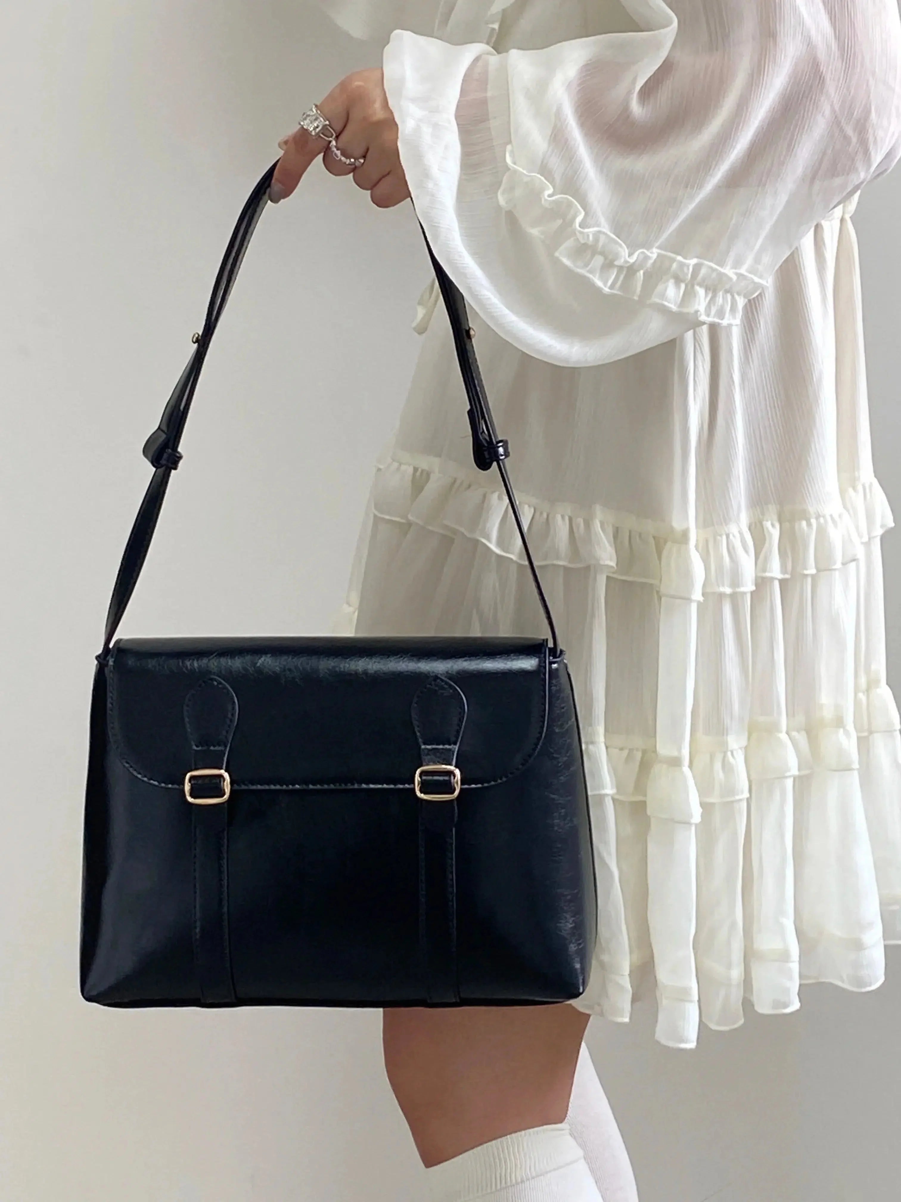 Vintage Faux Leather Messenger Bag - KAYSMAR