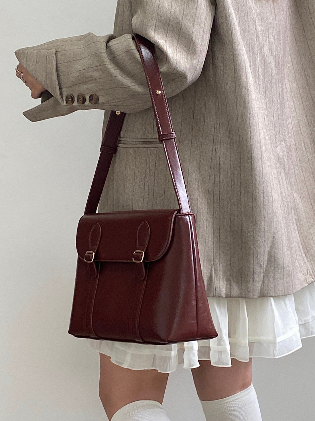 Vintage Faux Leather Messenger Bag - KAYSMAR