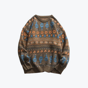 Vintage Animal Figures Knitted Sweater - KAYSMAR