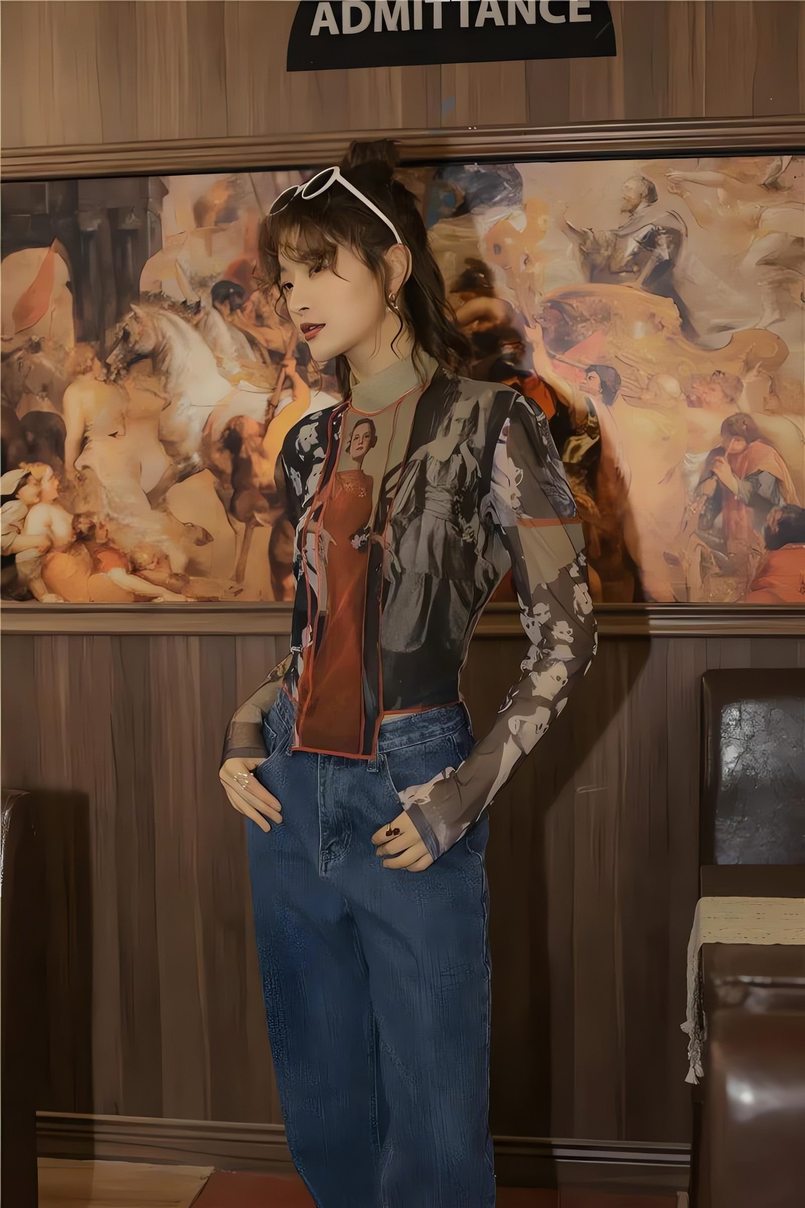 Vintage Asymmetric Patch Mesh Top - KAYSMAR