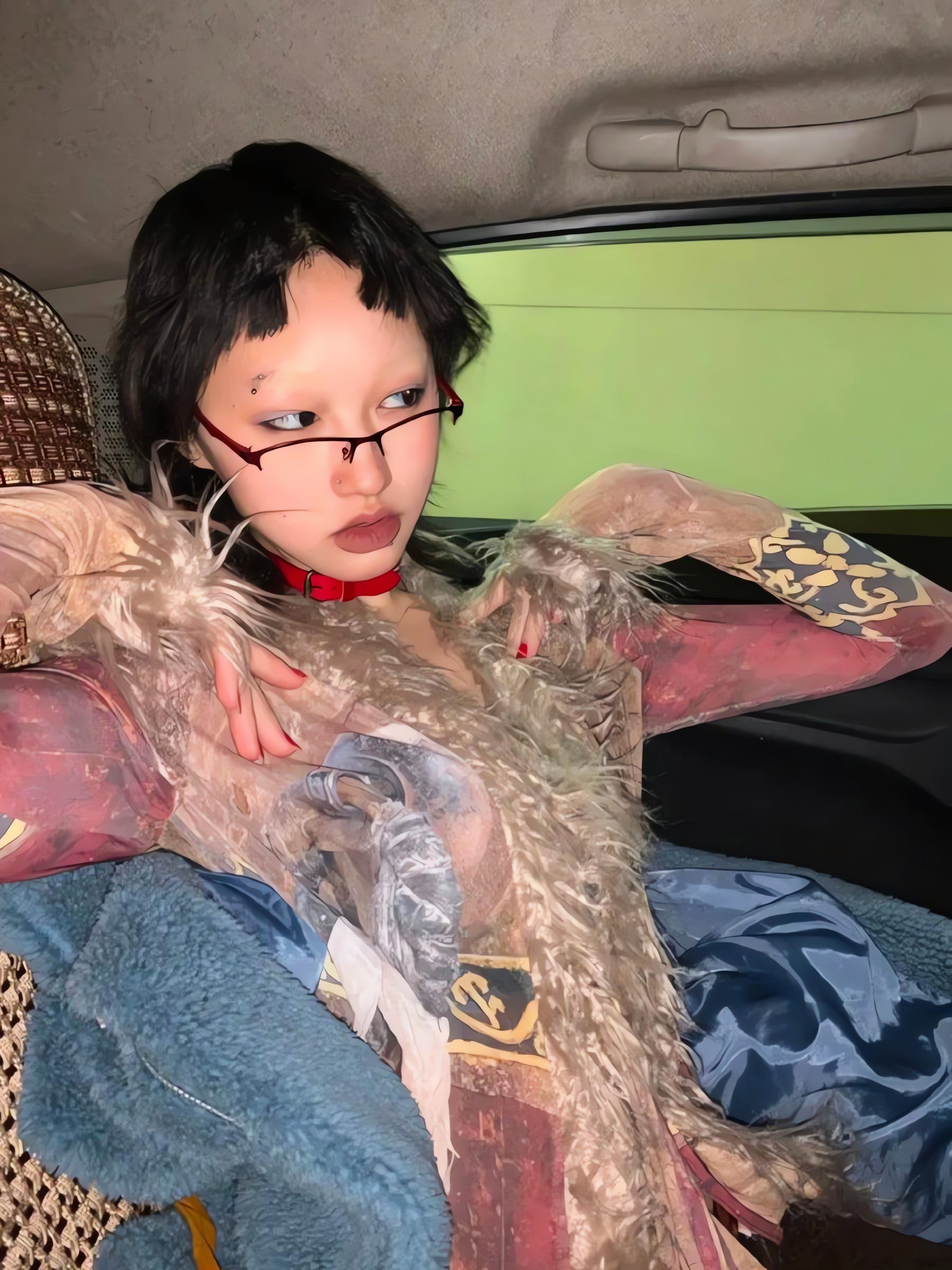 Vintage Faux Fur Tie Front Top - KAYSMAR