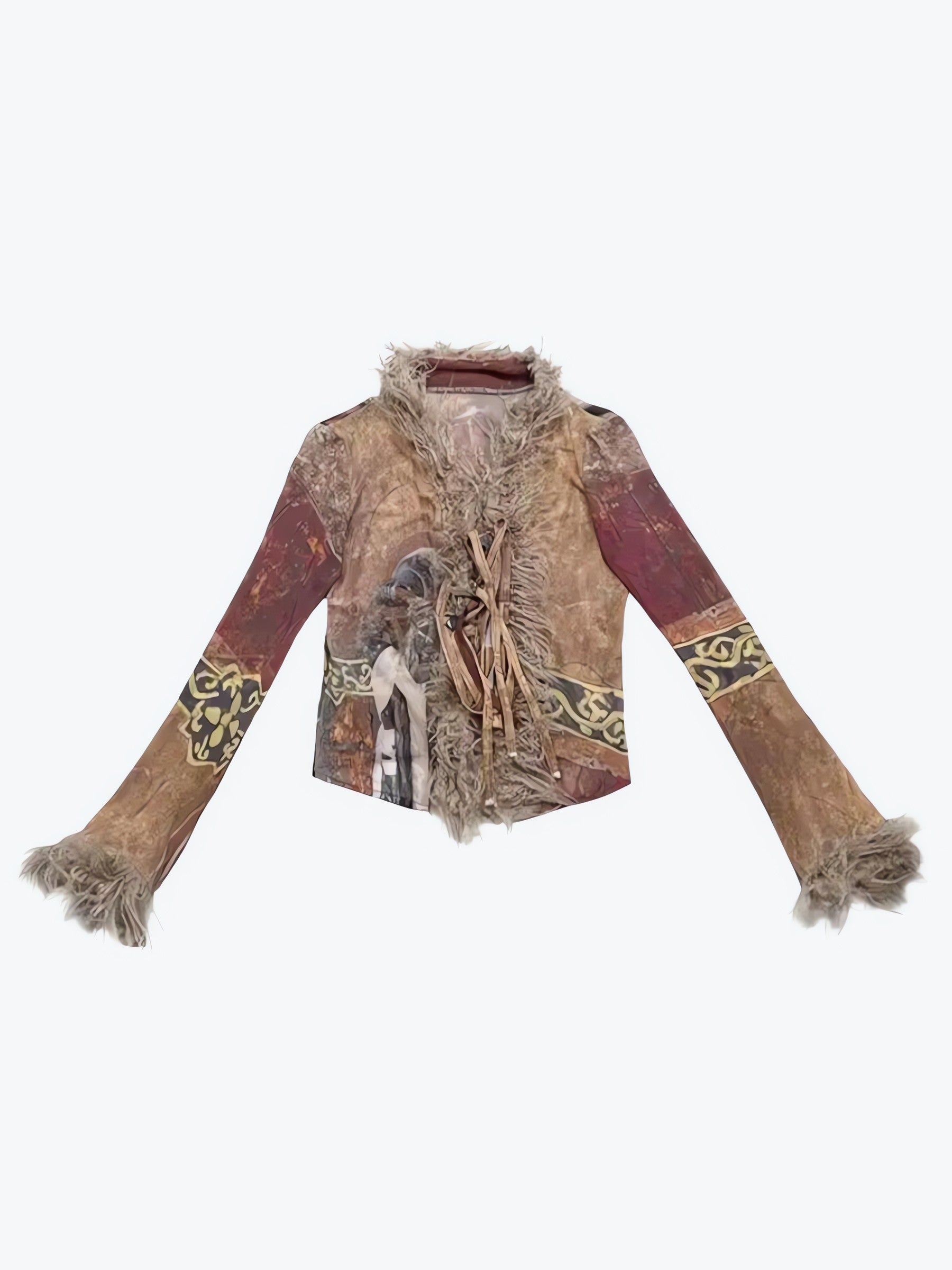 Vintage Faux Fur Tie Front Top - KAYSMAR