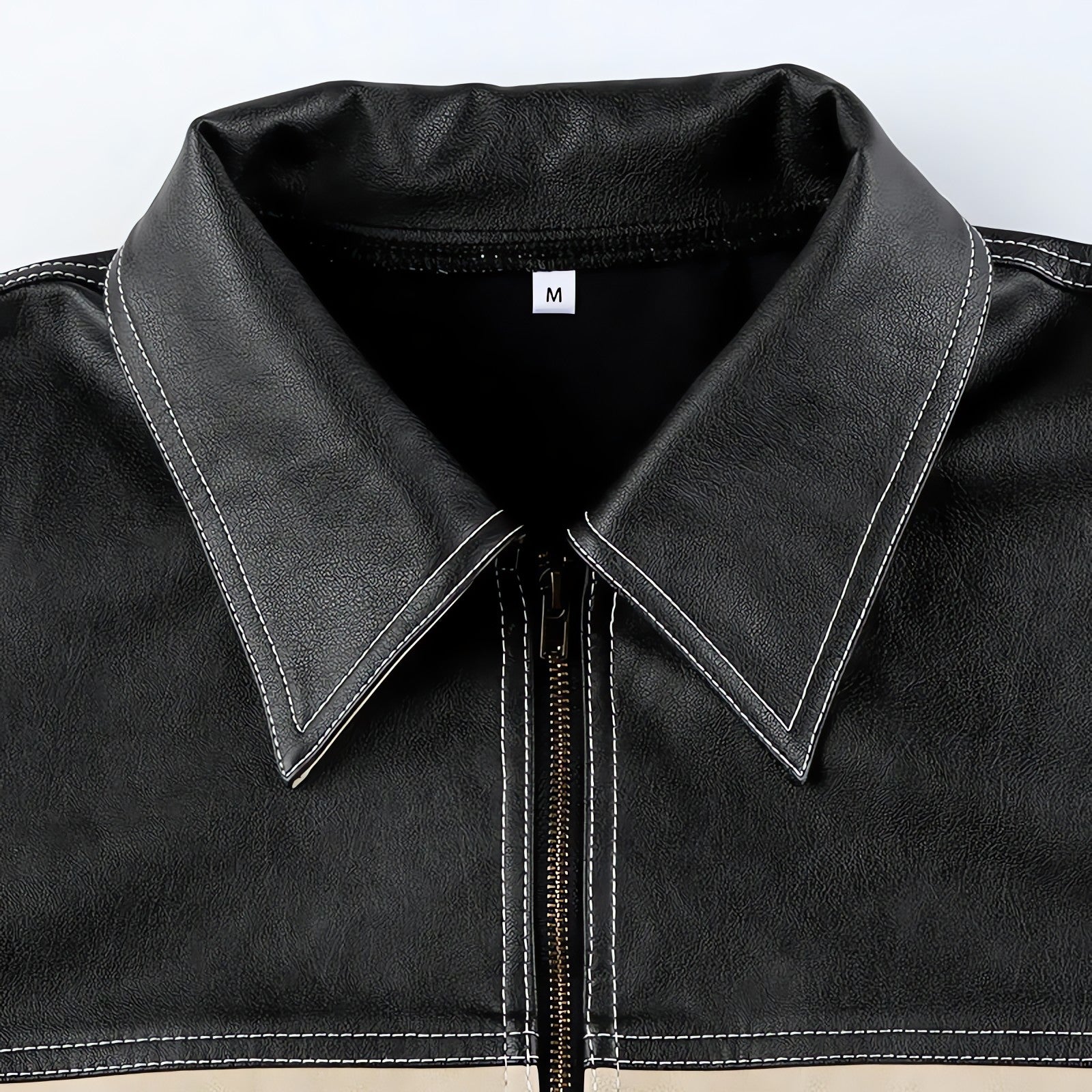 Vintage Grunge Biker Zip-Up Faux Leather Jacket - KAYSMAR