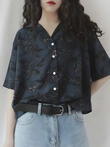 Vintage Leaf Designed Shirt - KAYSMAR
