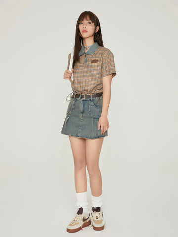 Vintage Plaid Crop Shirt - KAYSMAR