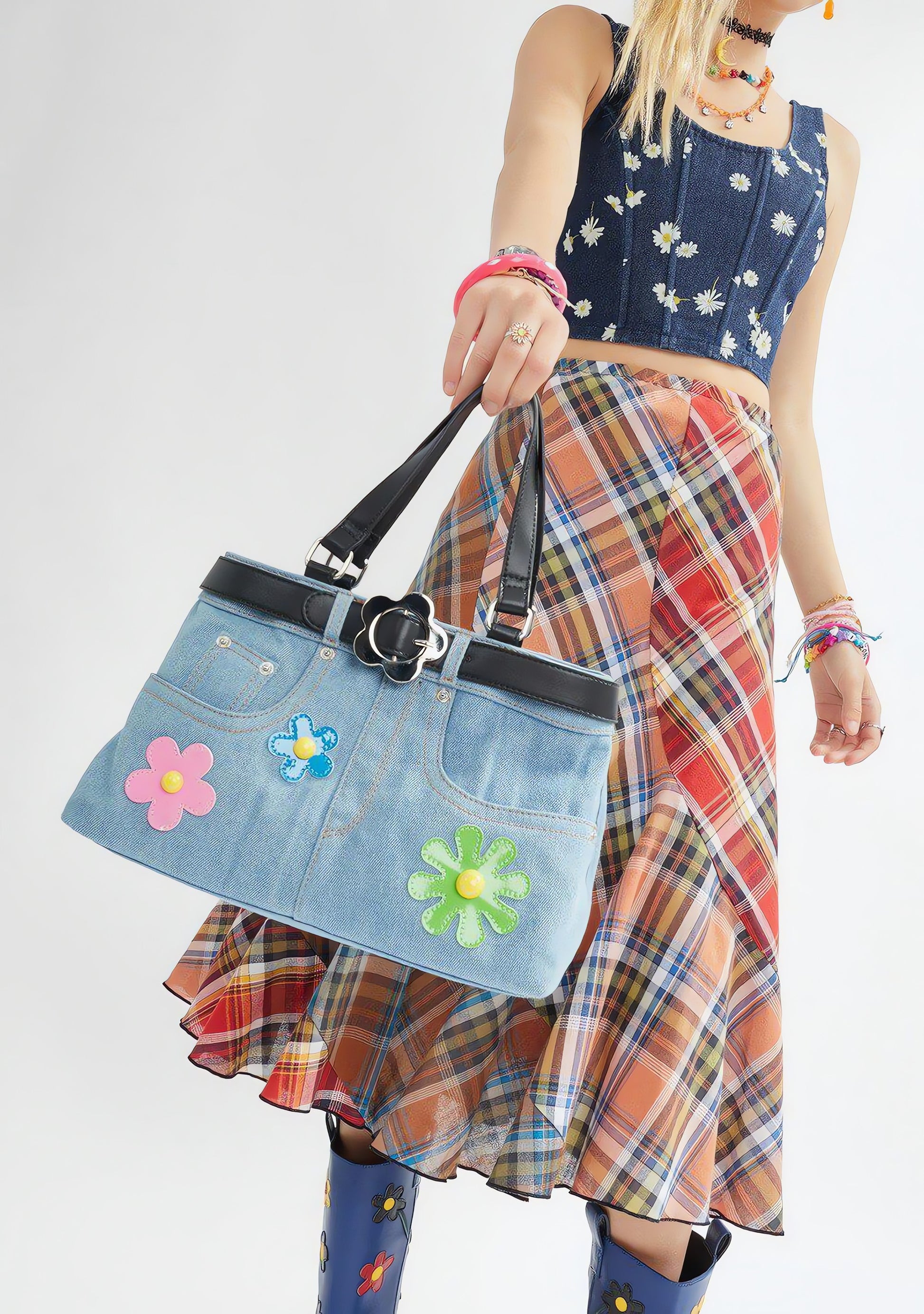 Weirdcore Belted Denim Handbag - KAYSMAR