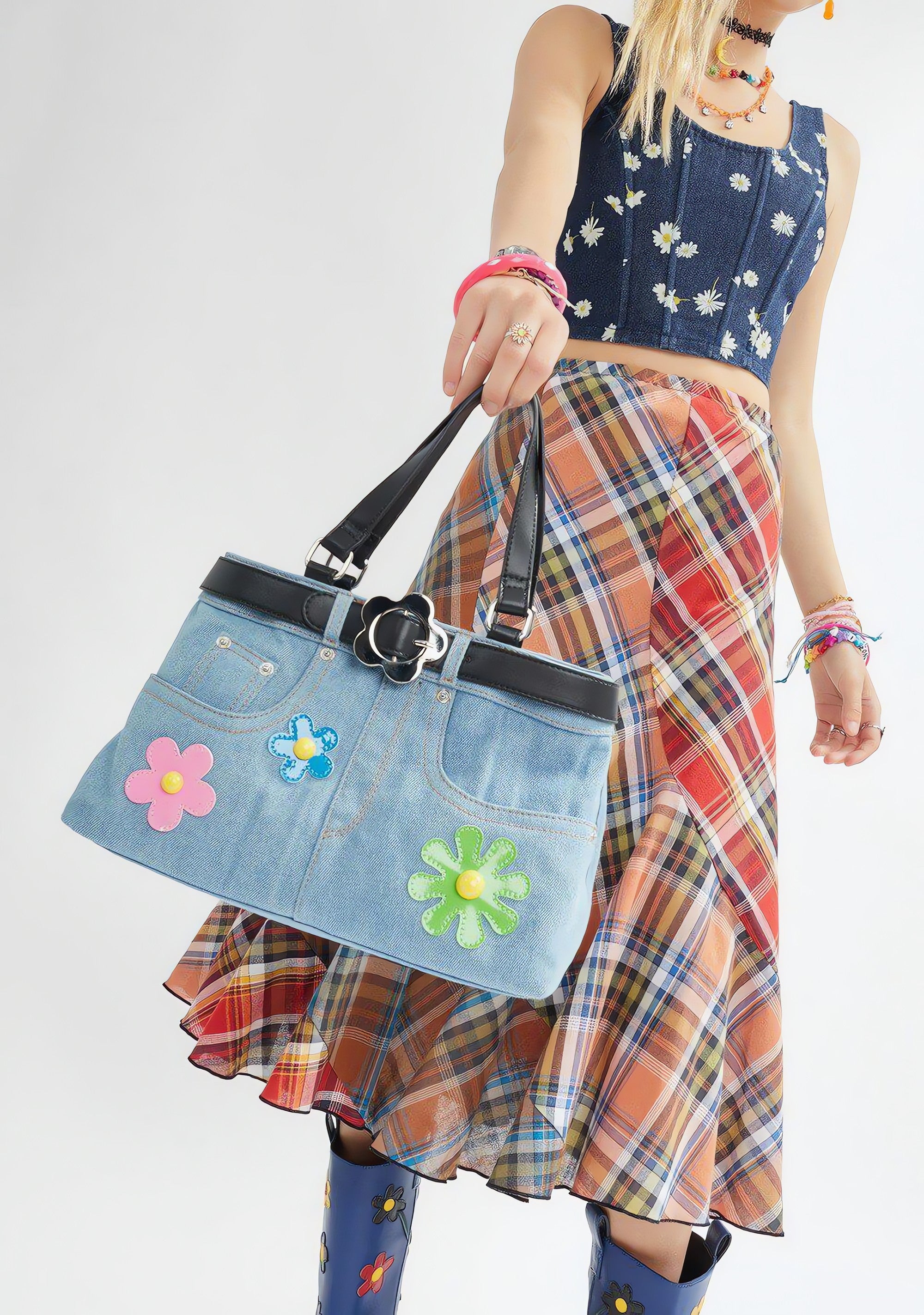 Weirdcore Belted Denim Handbag - KAYSMAR