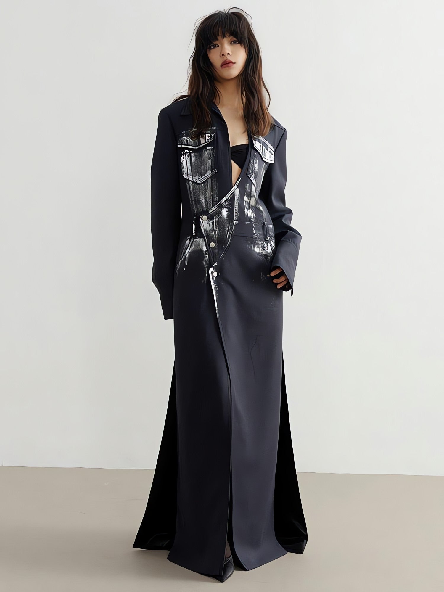 White Distressed Long Blazer - KAYSMAR