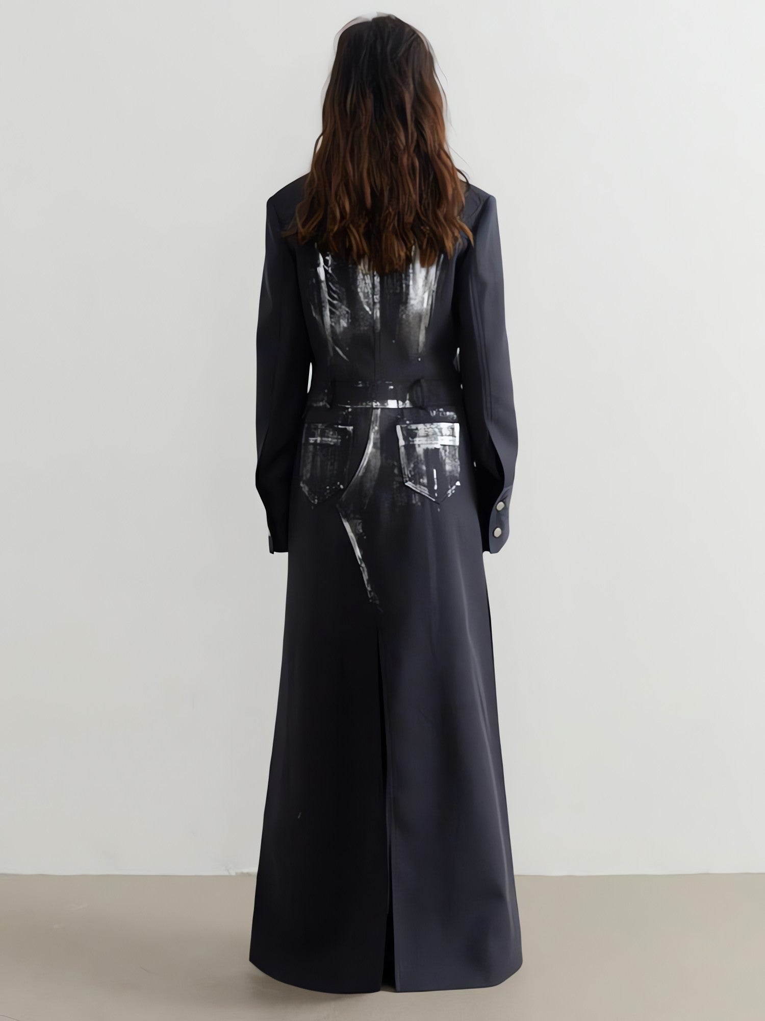 White Distressed Long Blazer - KAYSMAR