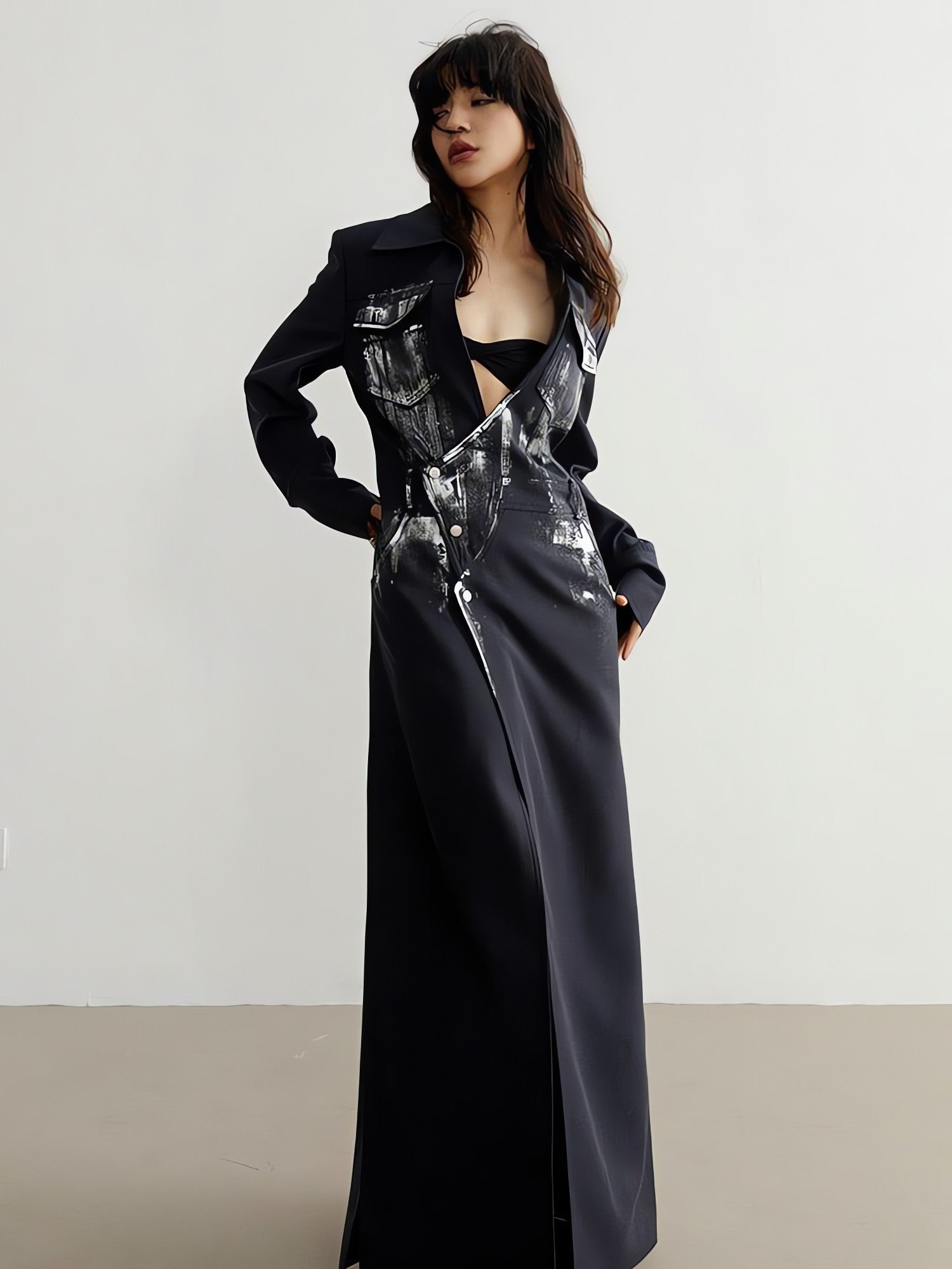 White Distressed Long Blazer - KAYSMAR