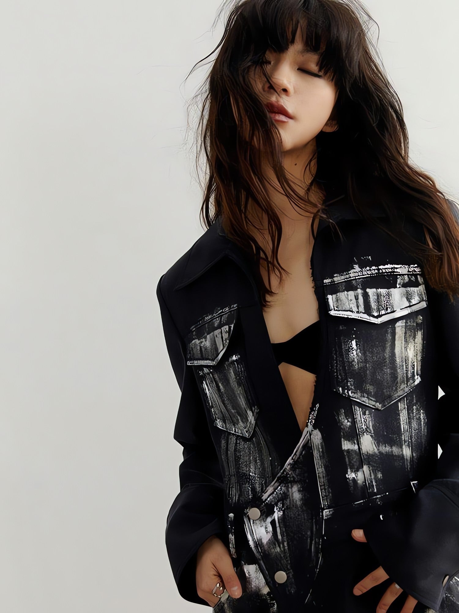 White Distressed Long Blazer - KAYSMAR