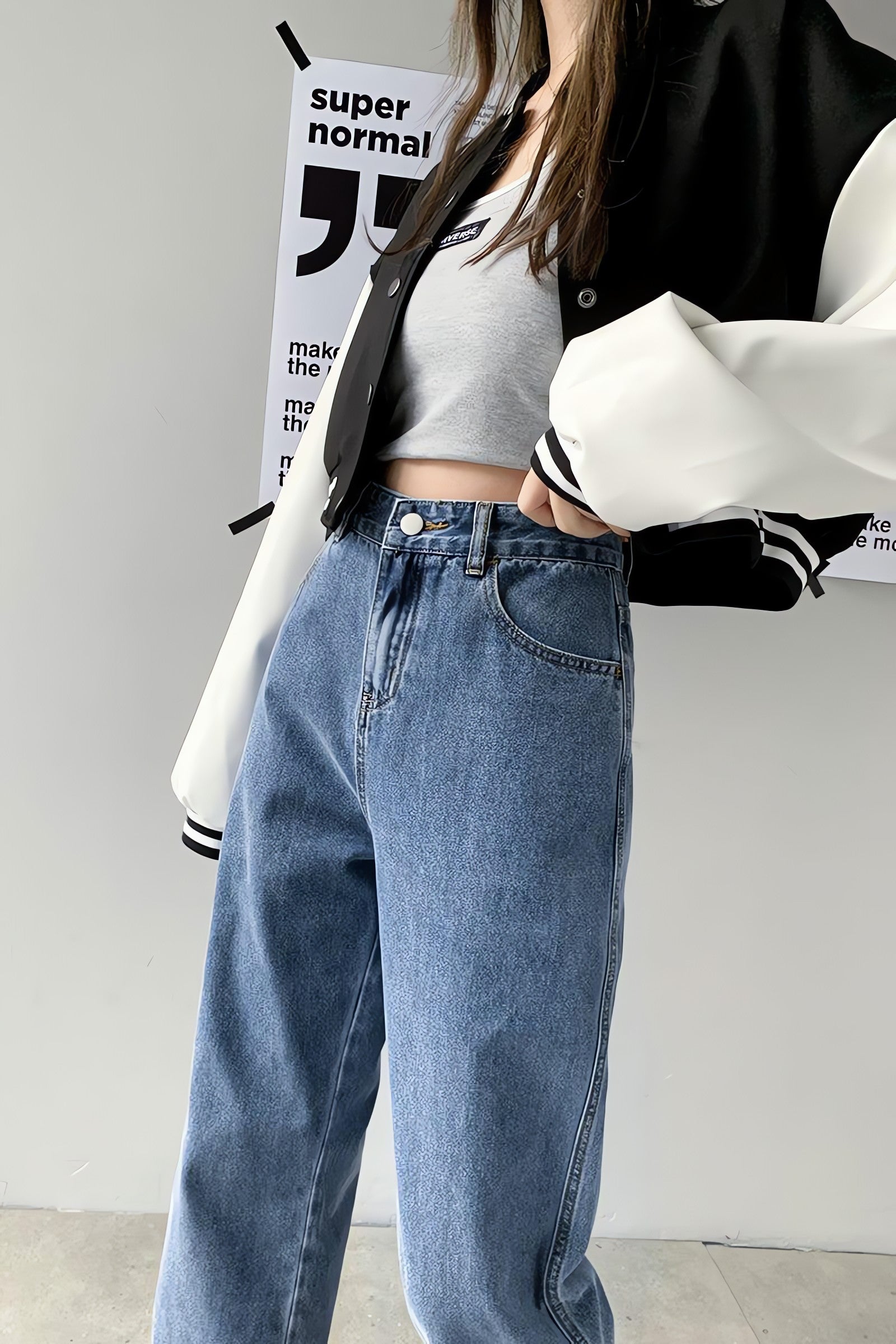 Wide Leg High Waist Casual Jeans - KAYSMAR