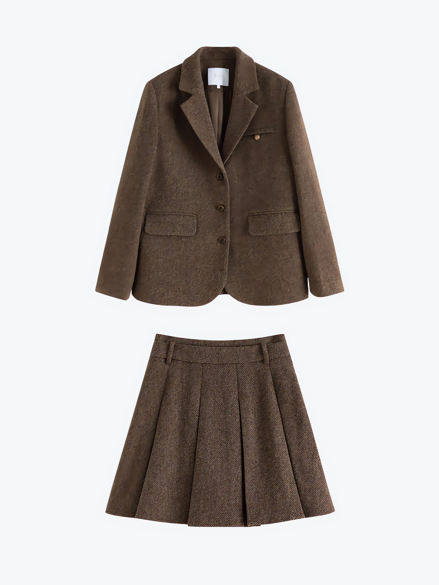Wool Blazer Jacket & Mini Skirt Two Piece Set - KAYSMAR