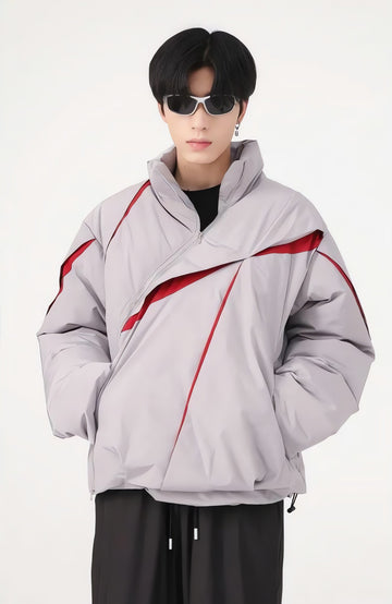 Y2K Asymmetrical Zipper Puffer Jacket - KAYSMAR