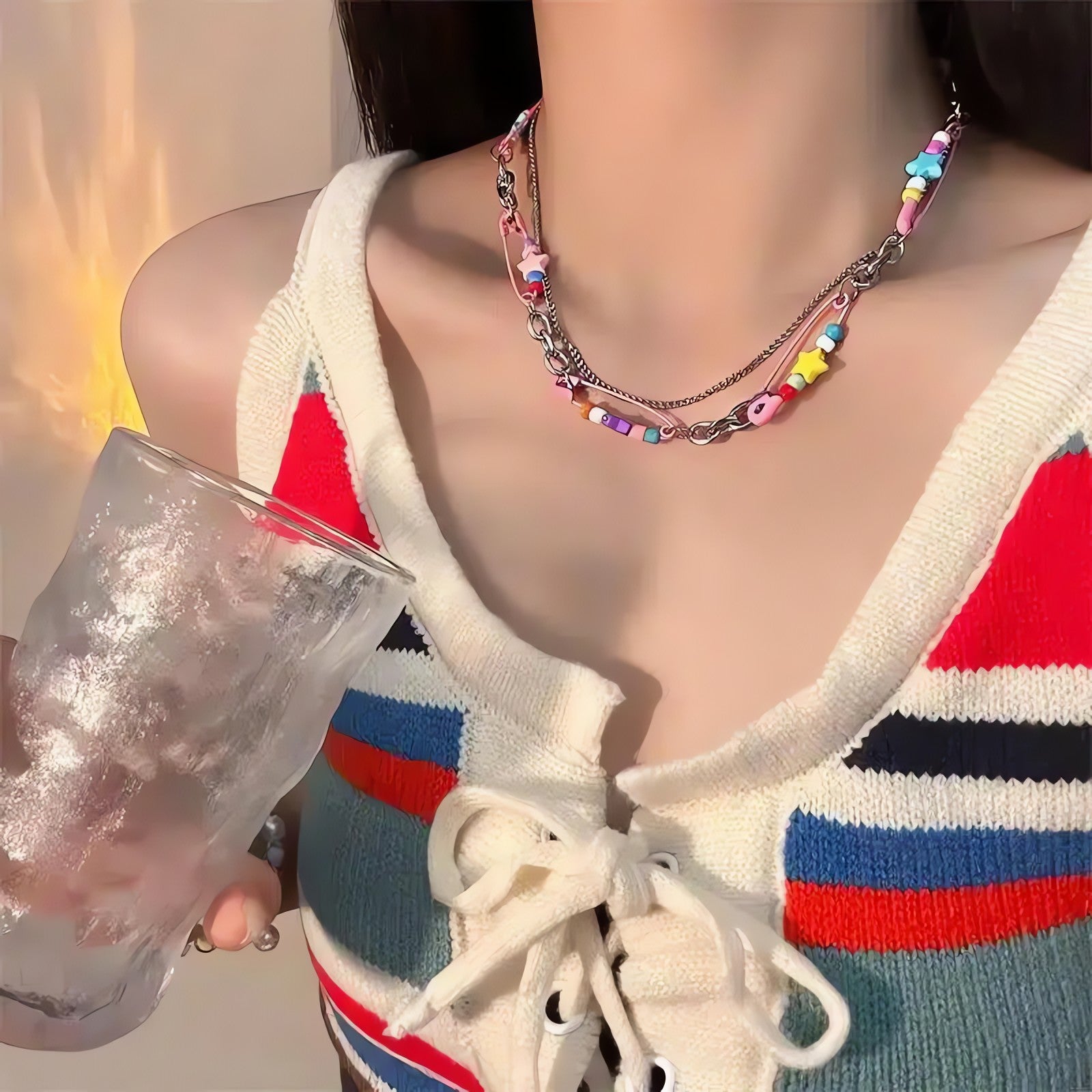 Y2K Beaded Pin Necklace - KAYSMAR