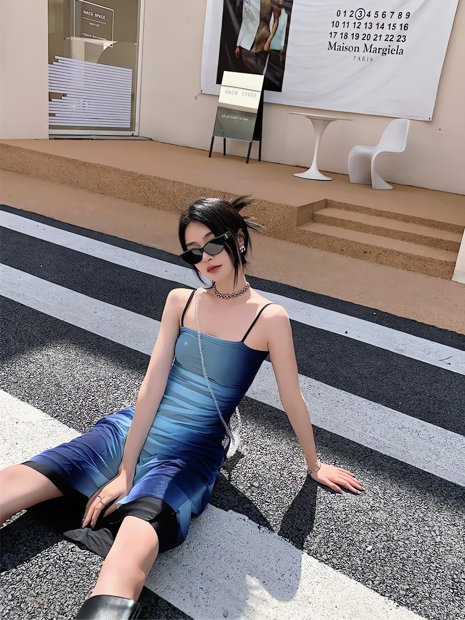 Y2K Blue Gradient Strappy Midi Dress - KAYSMAR