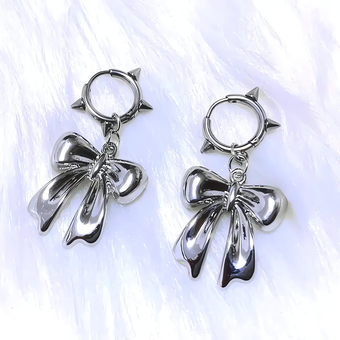 Y2K Bow Spiked Hoop Earrings - KAYSMAR