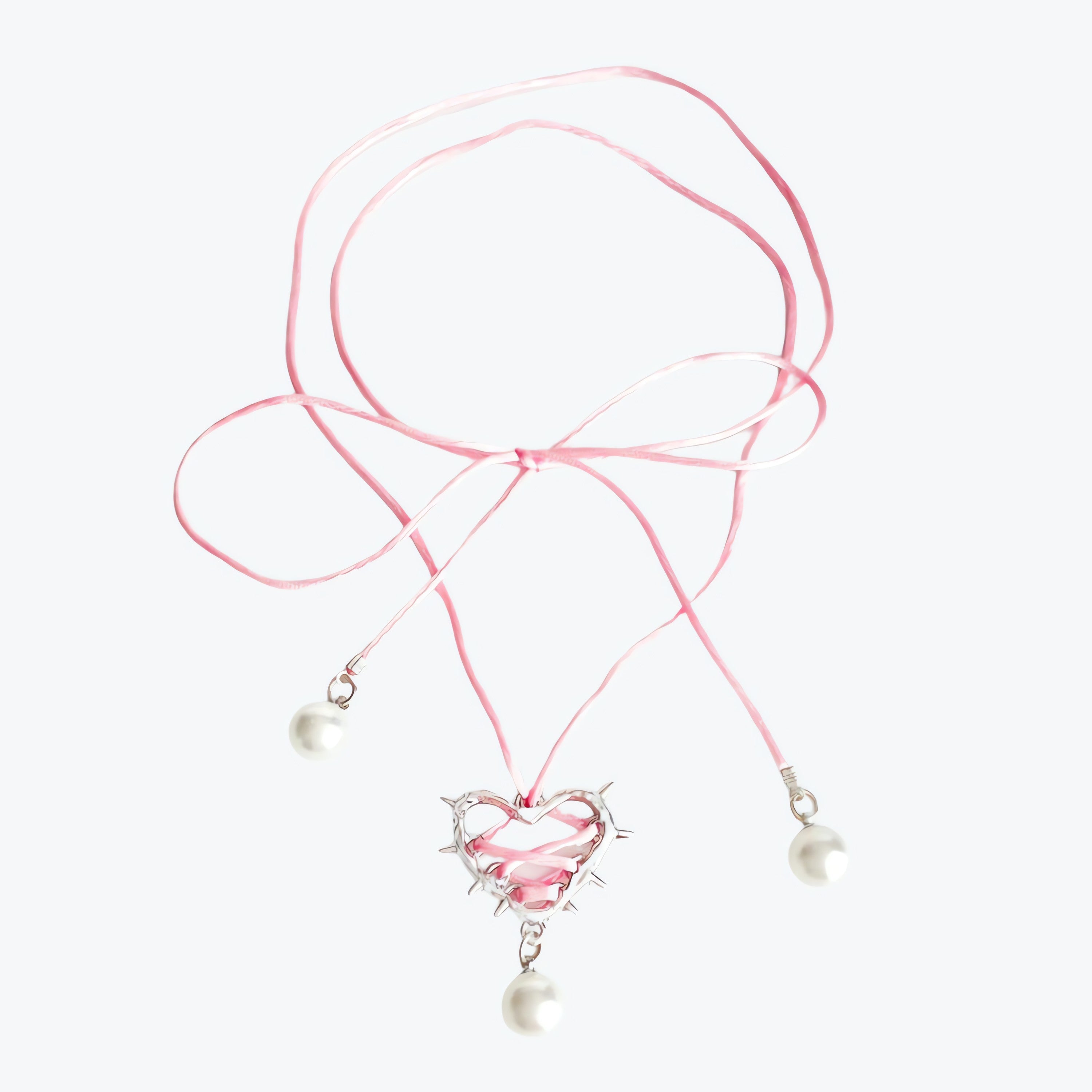 Y2K Coquette Barbed Heart Bow Tie Necklace - KAYSMAR