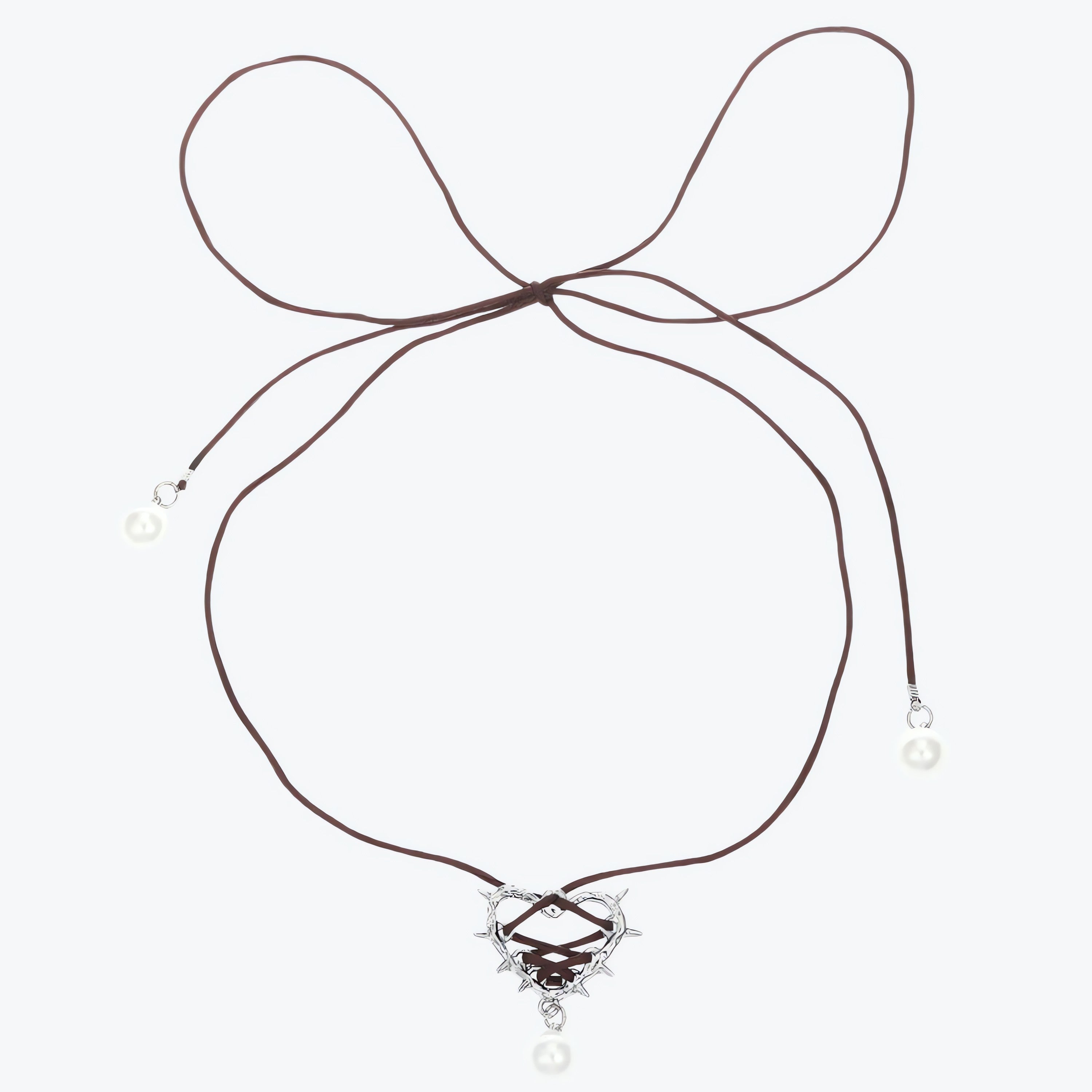 Y2K Coquette Barbed Heart Bow Tie Necklace - KAYSMAR