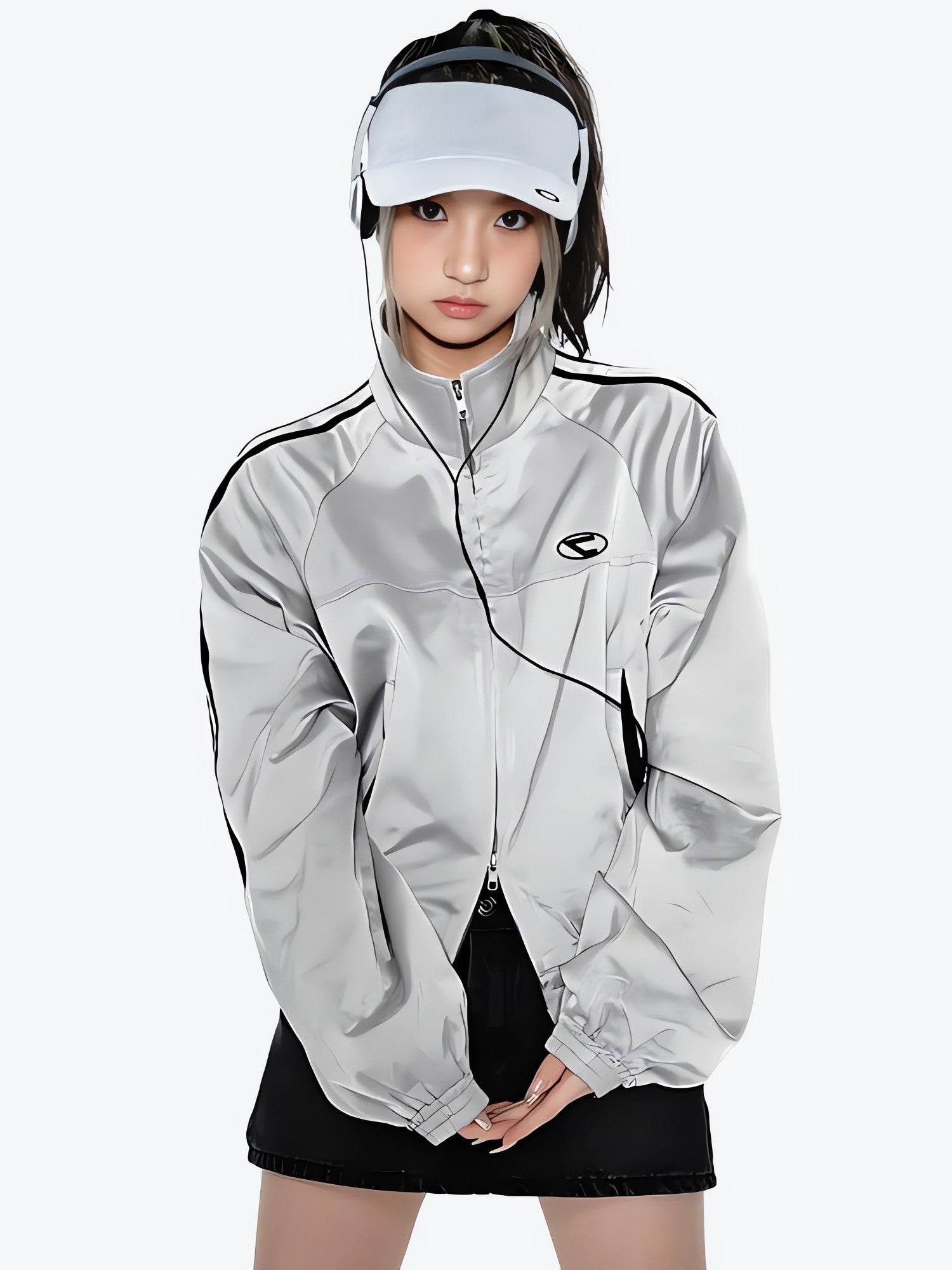 Y2K Cyberpunk Reflective Double Zip-Up Jacket - KAYSMAR