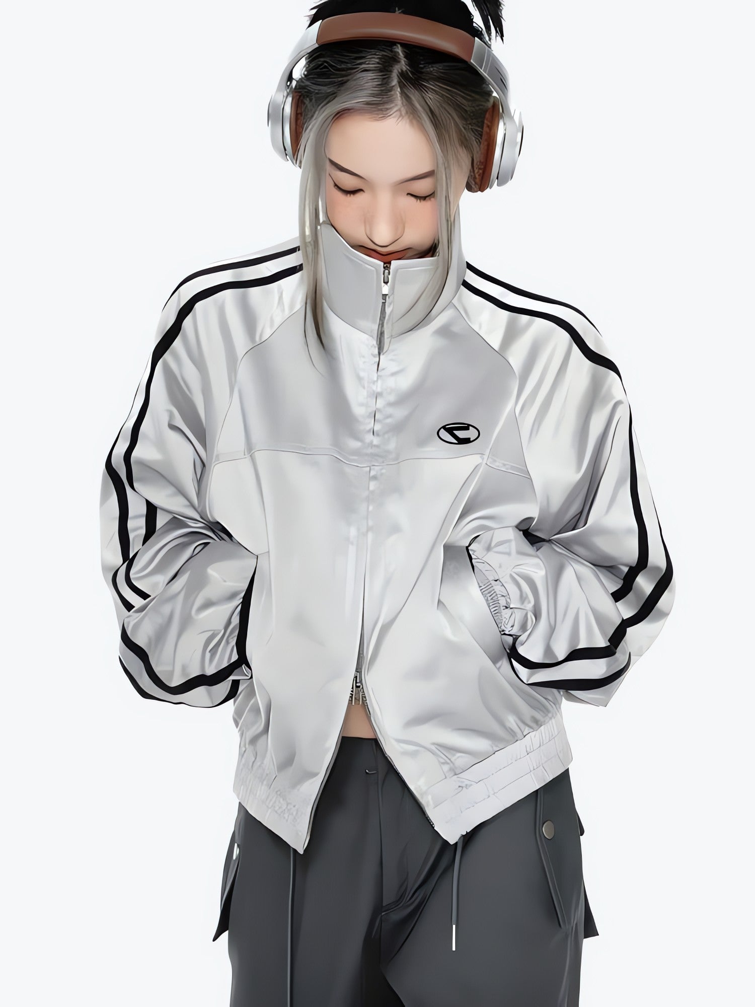 Y2K Cyberpunk Reflective Double Zip-Up Jacket - KAYSMAR
