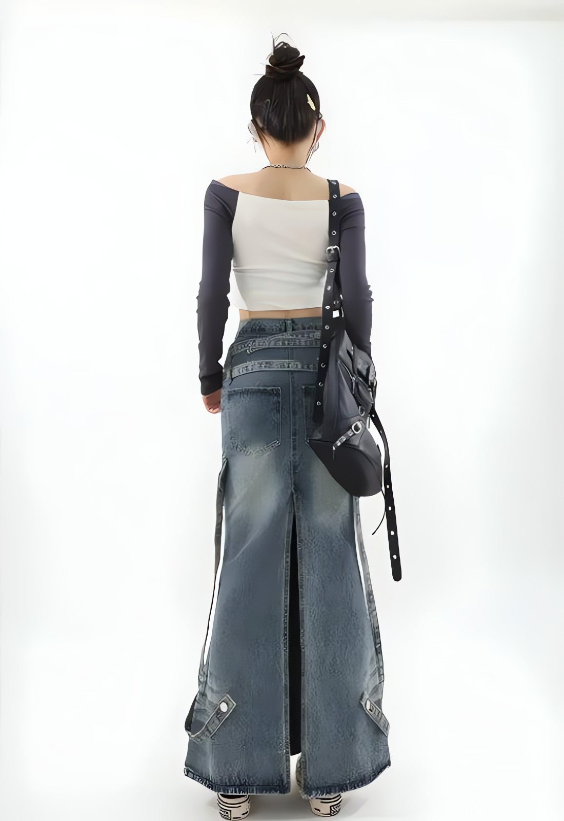 Y2K Denim Maxi Skirt - KAYSMAR