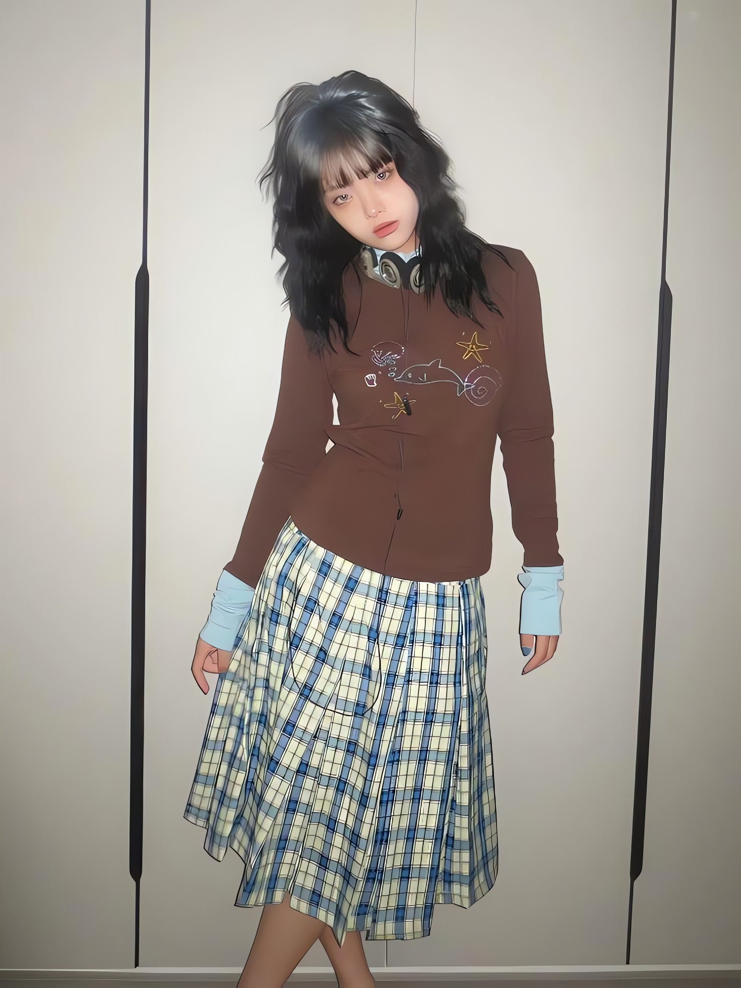 Y2K Dolphin Turtleneck Top - KAYSMAR