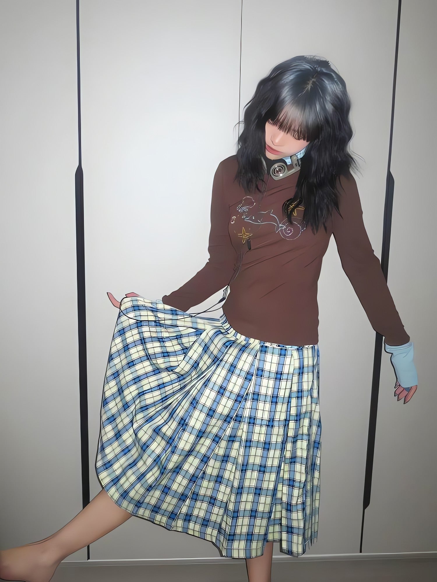 Y2K Dolphin Turtleneck Top - KAYSMAR