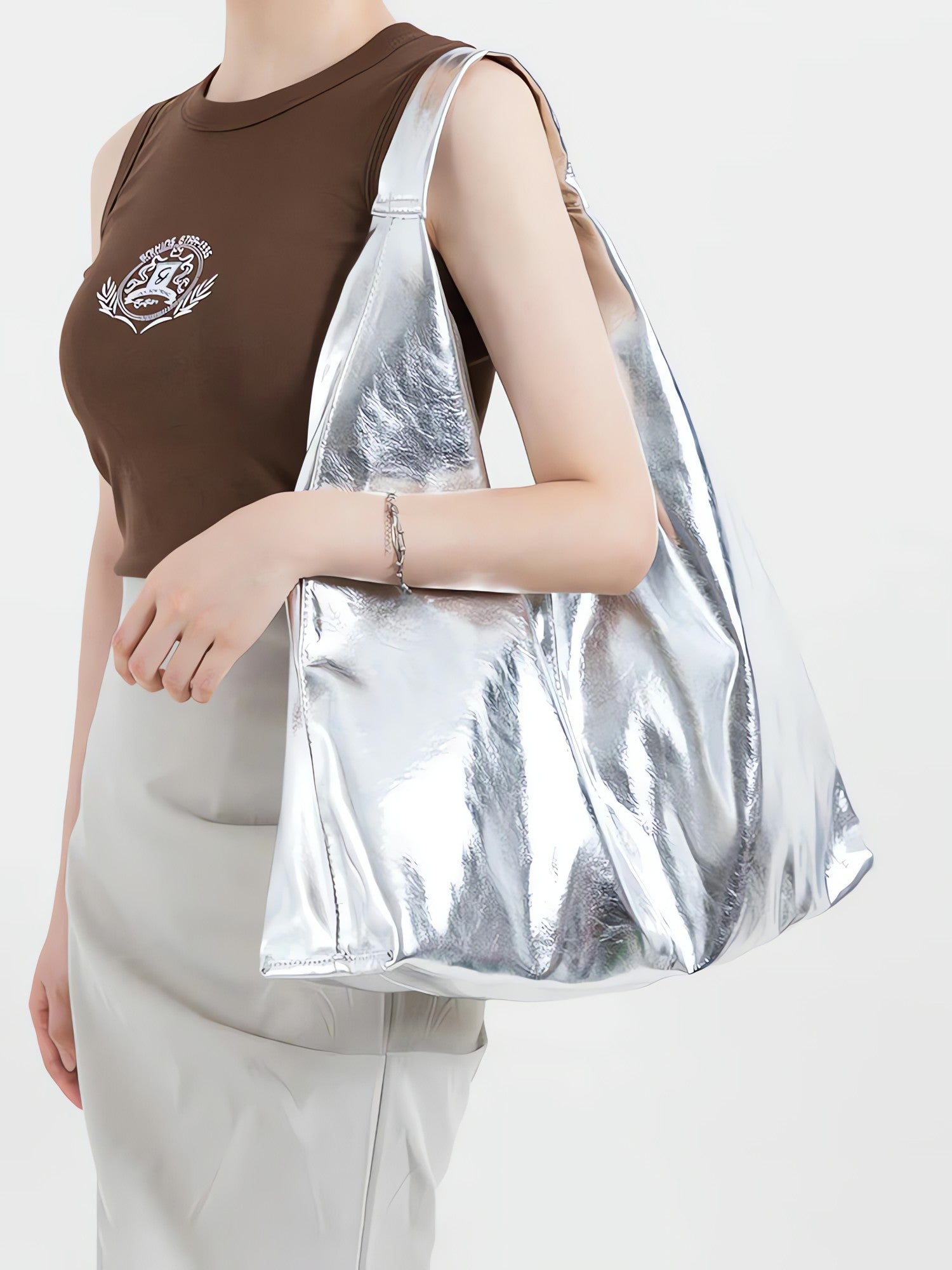 Y2K Faux Patent Leather Hobo Bag - KAYSMAR