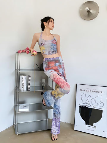 Y2K Flower Garden Mesh Two Piece Set - KAYSMAR