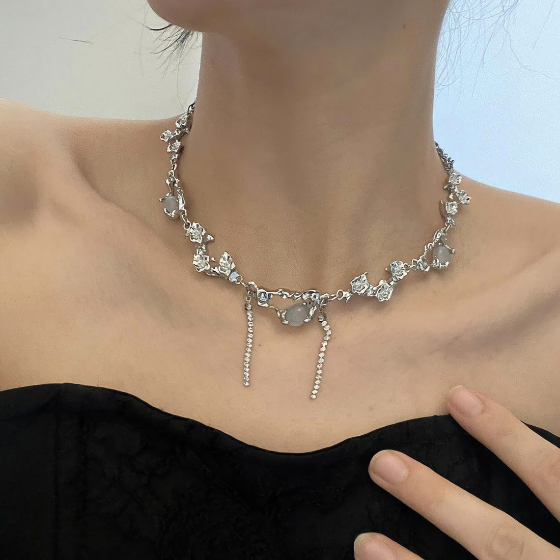 Y2K Flowers Beaded Chain Necklace - KAYSMAR