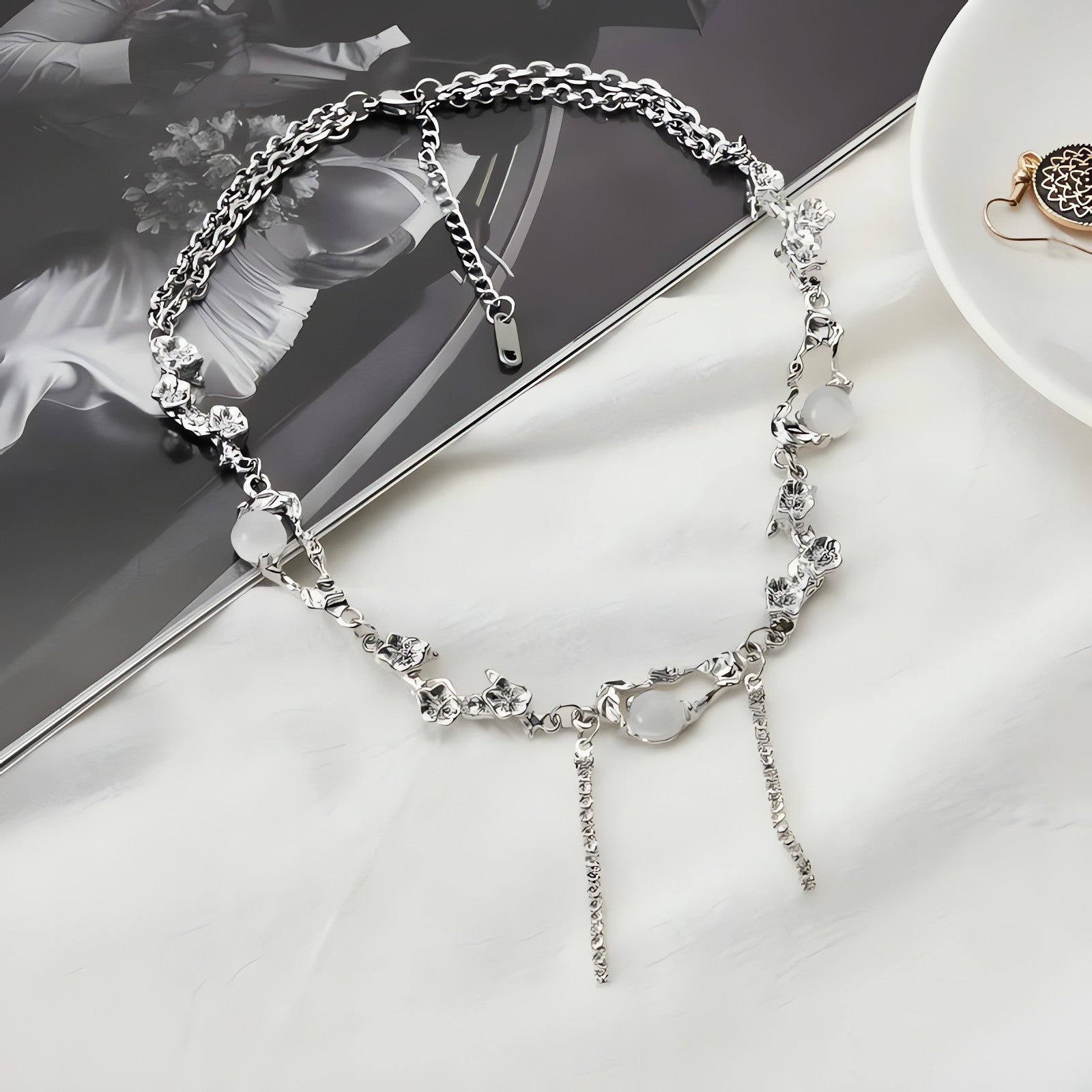 Y2K Flowers Beaded Chain Necklace - KAYSMAR