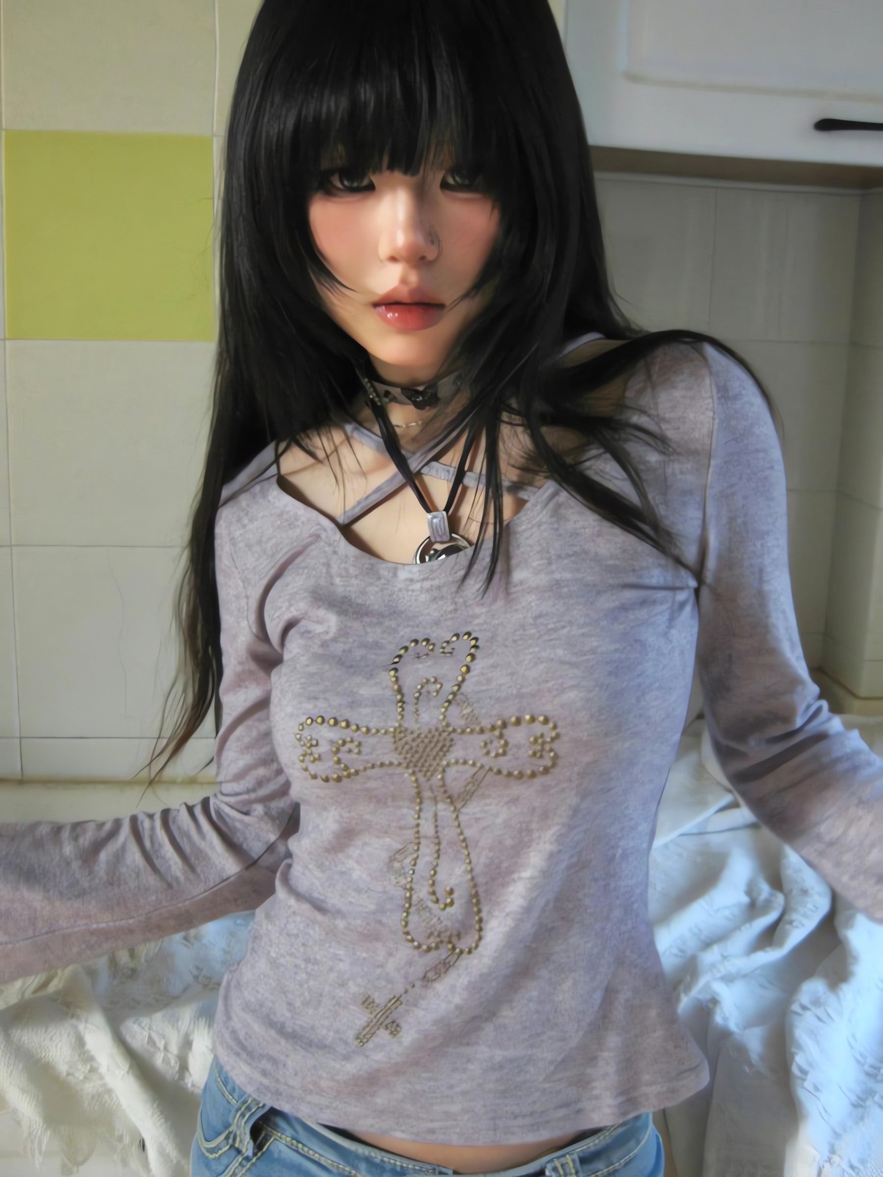 Y2K Golden Cross Top - KAYSMAR