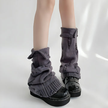 Y2K Grunge Distressed Knitted Leg Warmers - KAYSMAR