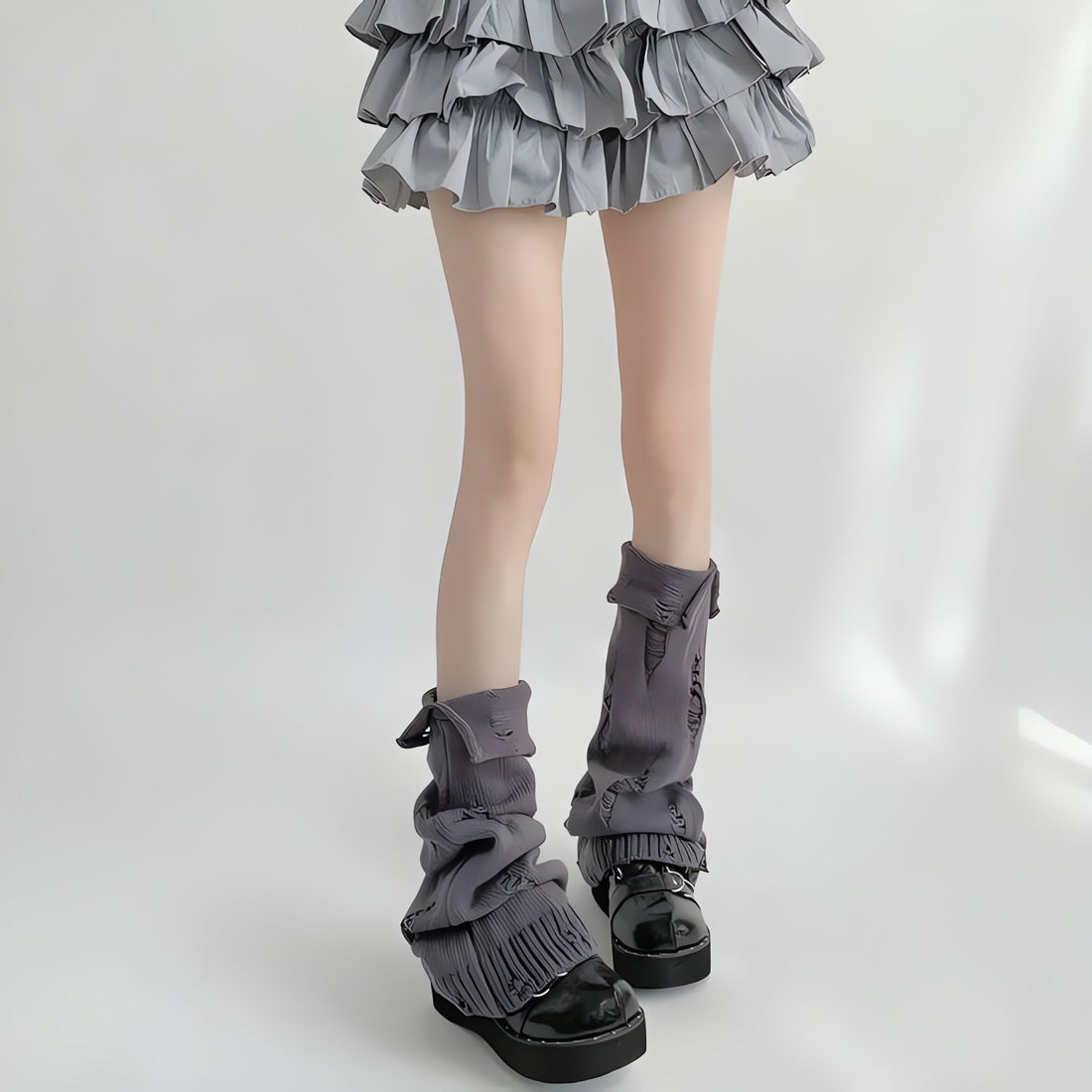 Y2K Grunge Distressed Knitted Leg Warmers - KAYSMAR