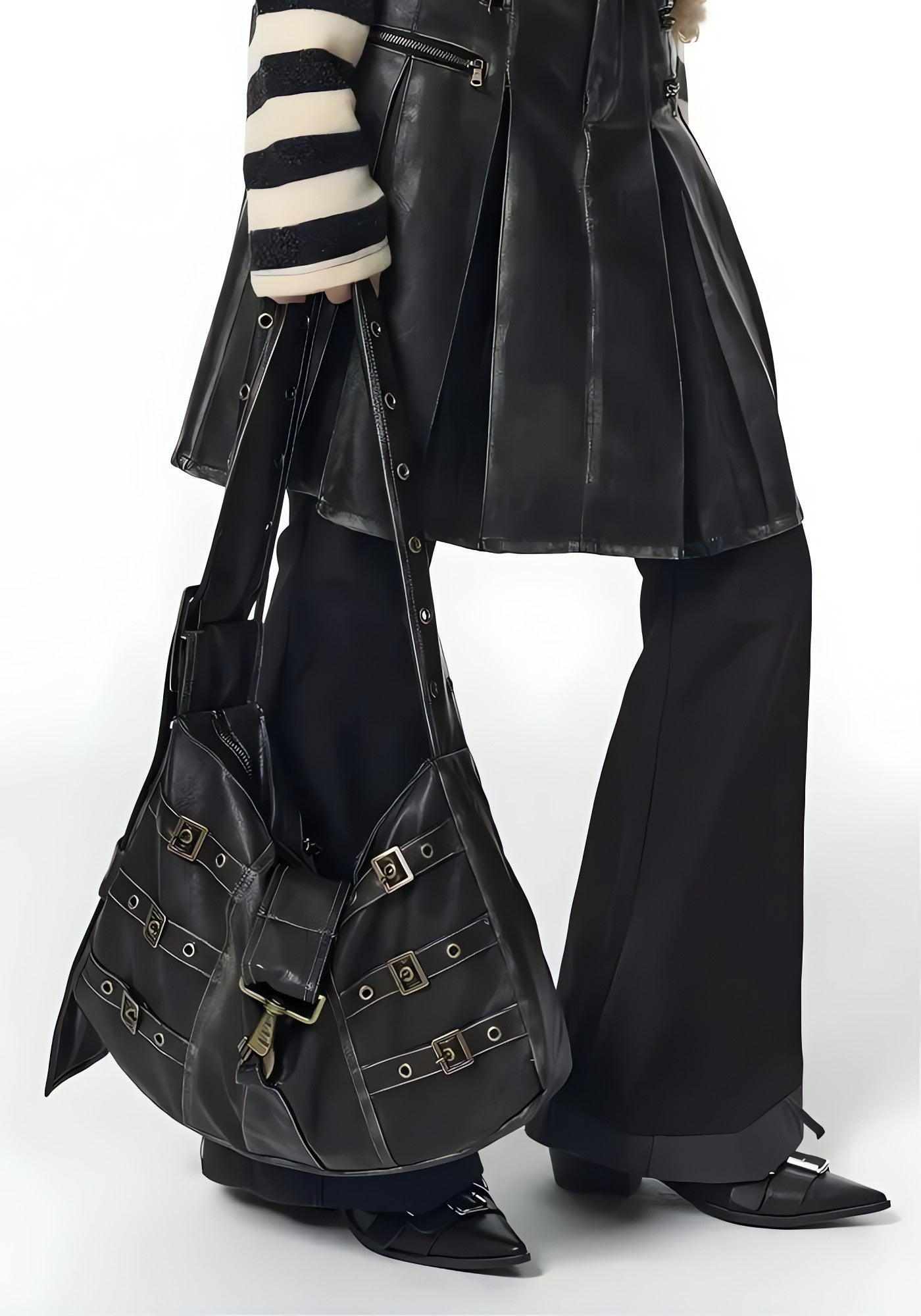 Y2K Grunge Faux Leather Belted Bag - KAYSMAR