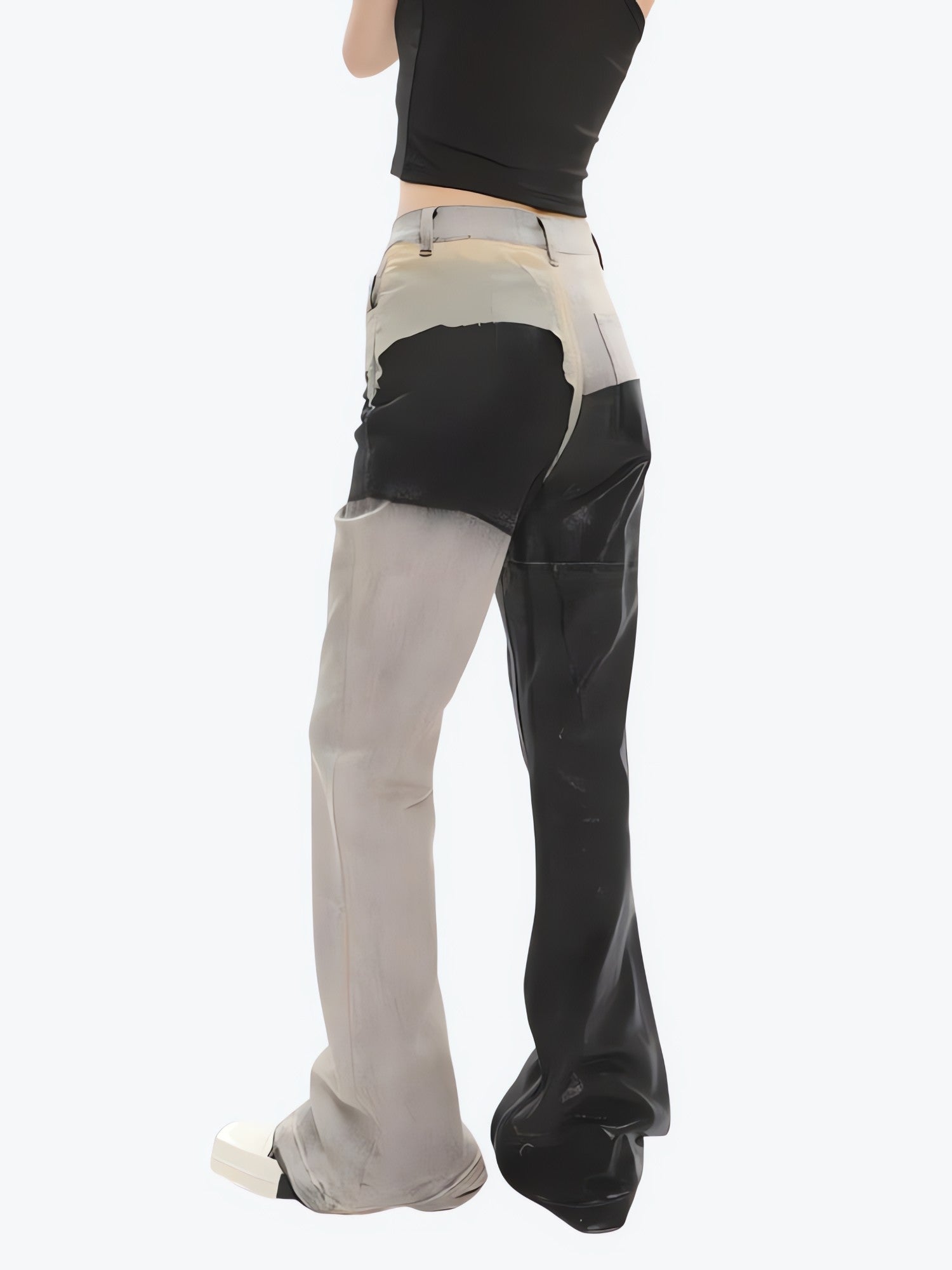 Y2K Grunge Patchwork Flare Pants - KAYSMAR