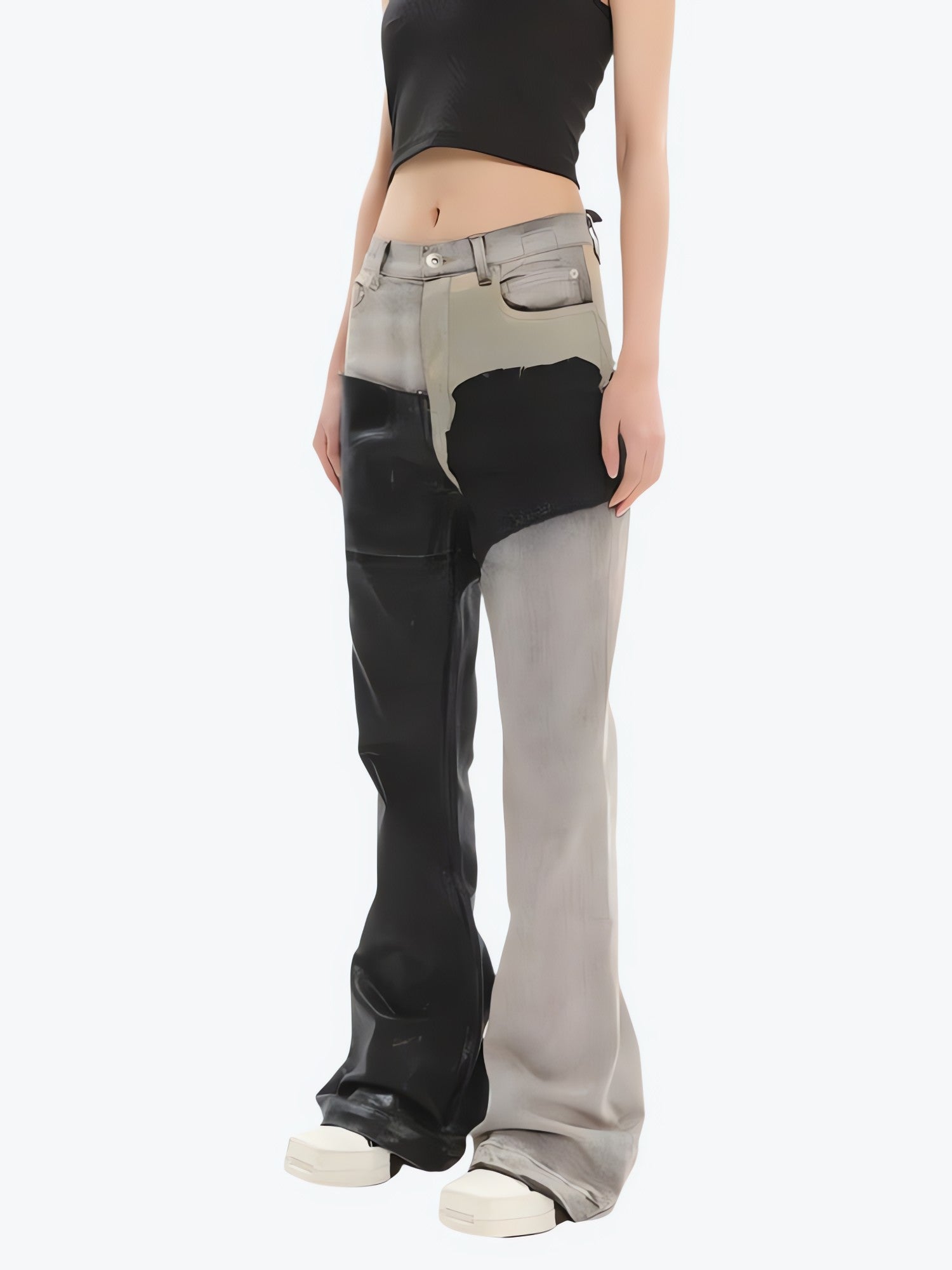 Y2K Grunge Patchwork Flare Pants - KAYSMAR