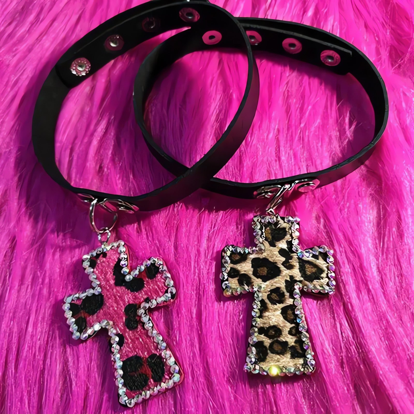 Y2K Leopard Cross Choker Necklace - KAYSMAR